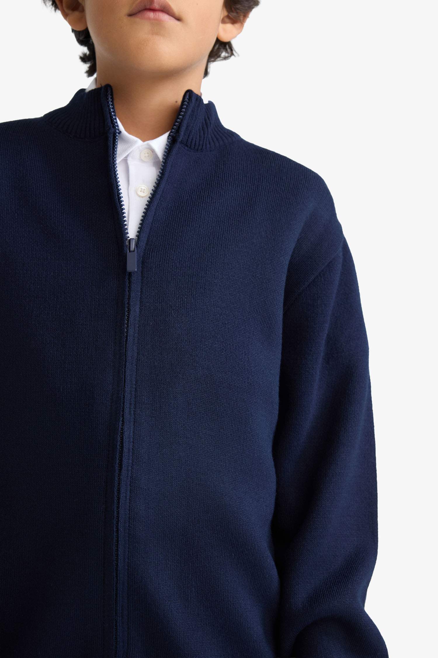 Boy Half Zippered Cardigan