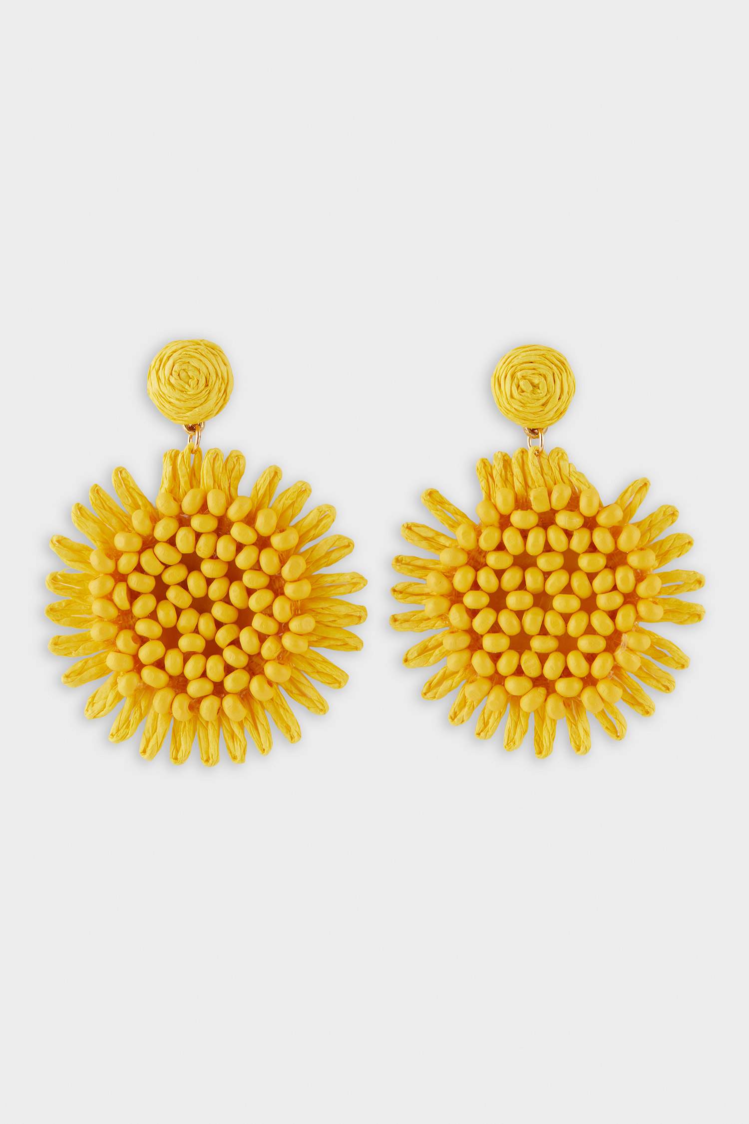 Woman Yellow Straw Detailed Earrings