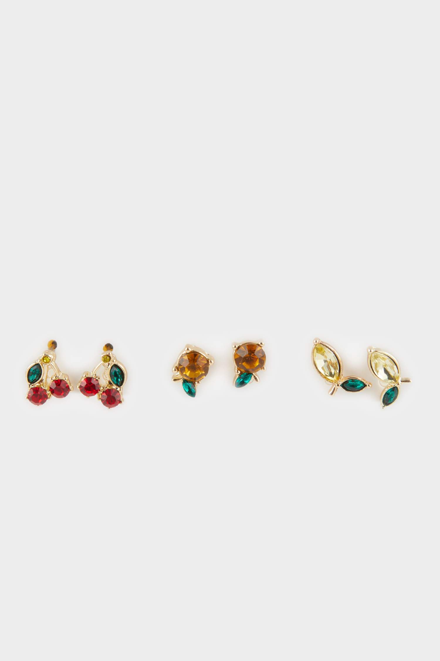 Woman 3 Piece Fruit Gold Earrings