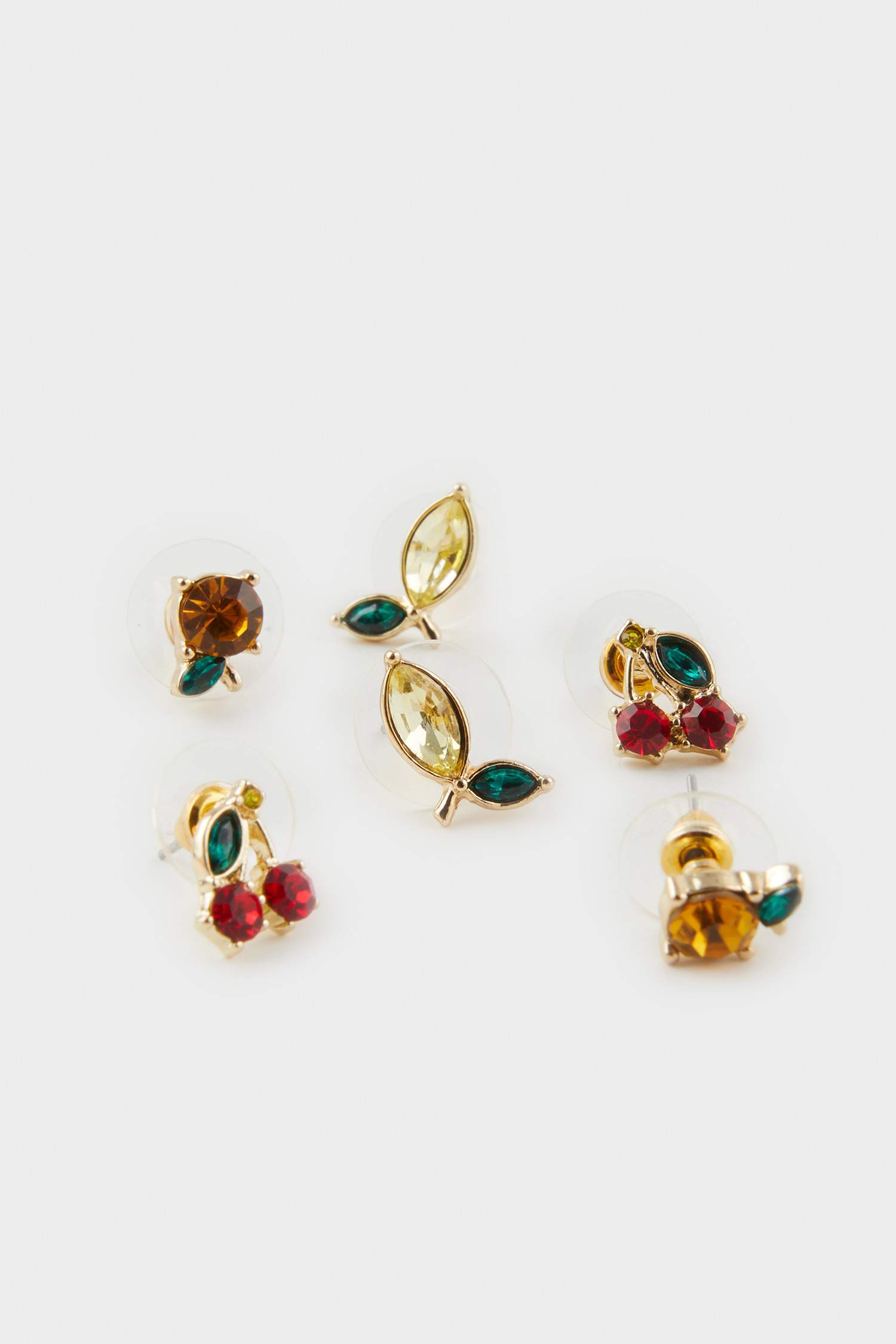 Woman 3 Piece Fruit Gold Earrings