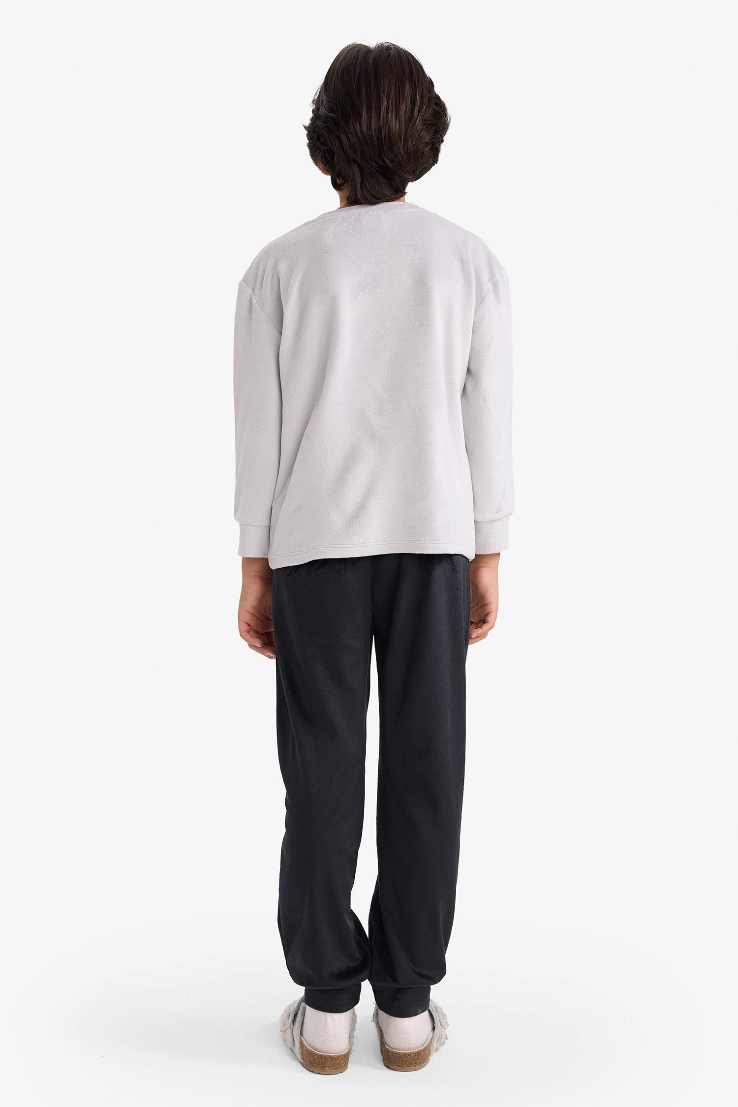 Erkek Çocuk Pijama Takımı Kadife Baskılı Uzun Kollu Üst Uzun Alt 