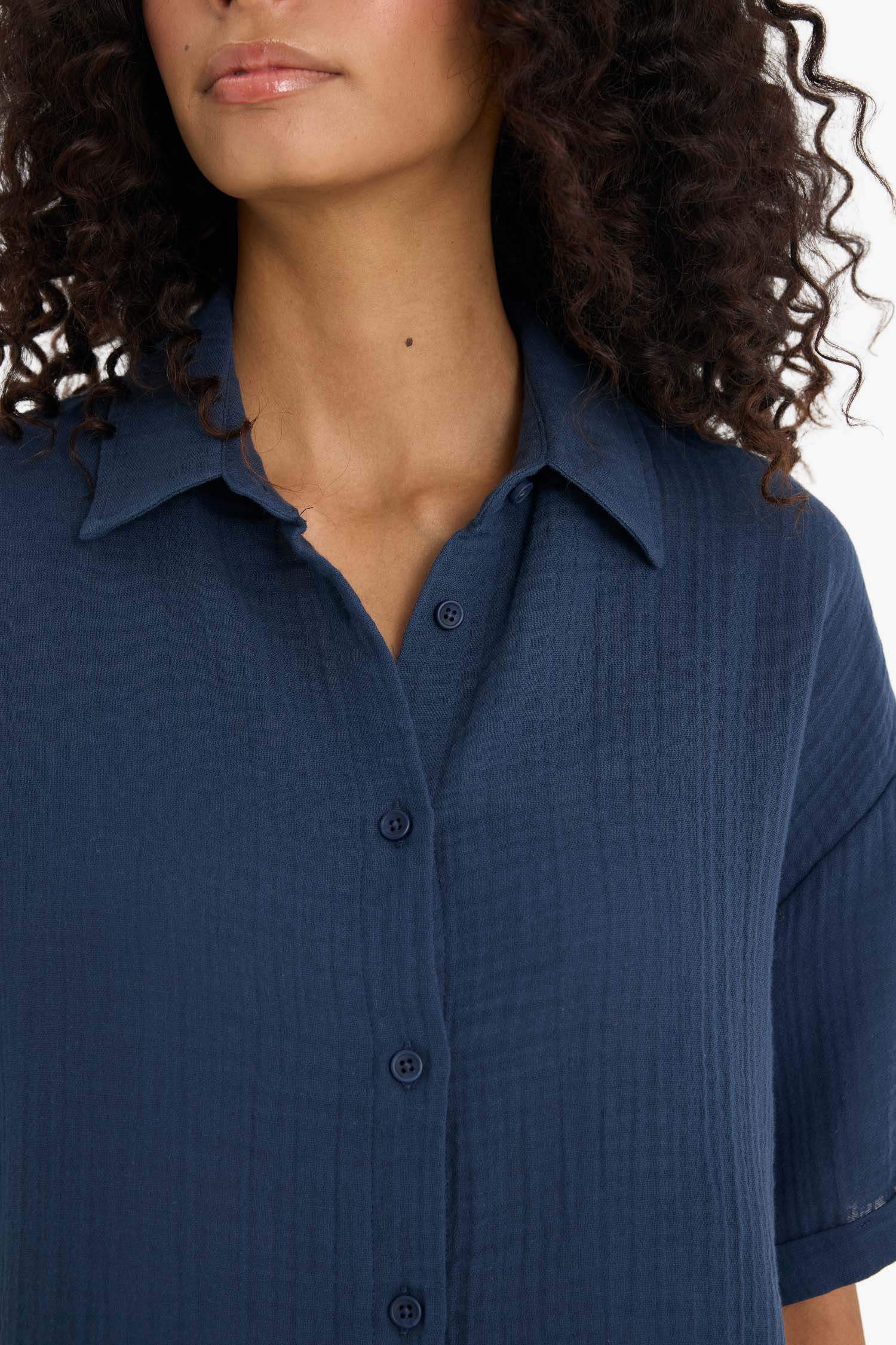 قميص نص ردن موسلين قصة عادية