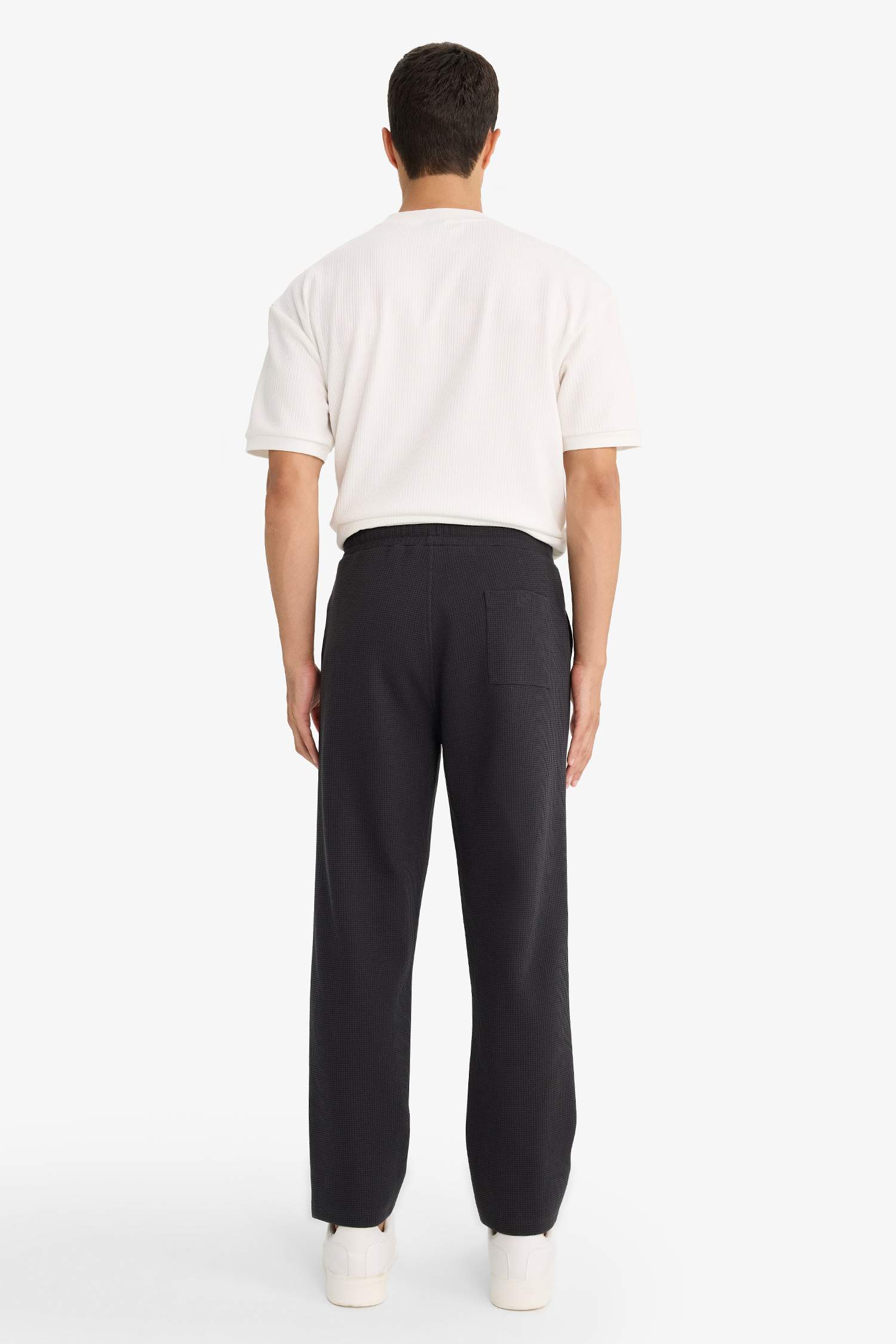 بنطلون سويت بانتس وافل قصة عادية وخصر برباط