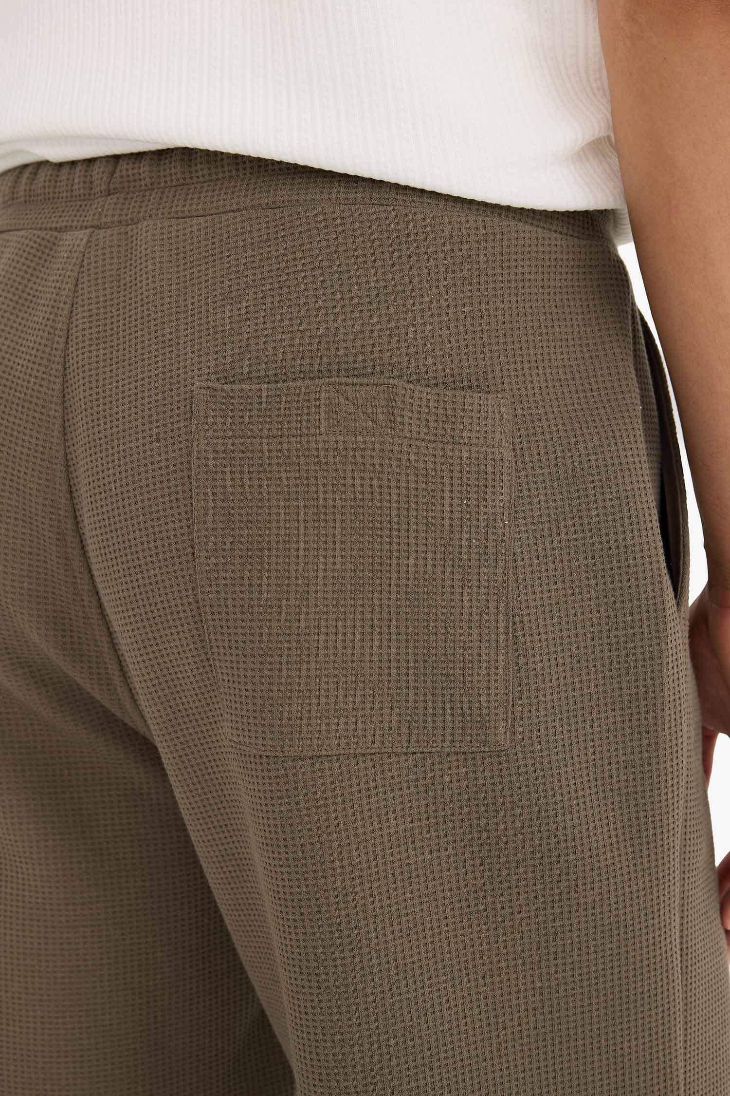 Regular Fit Tie Waist Straight Leg Waffle Sweatpants