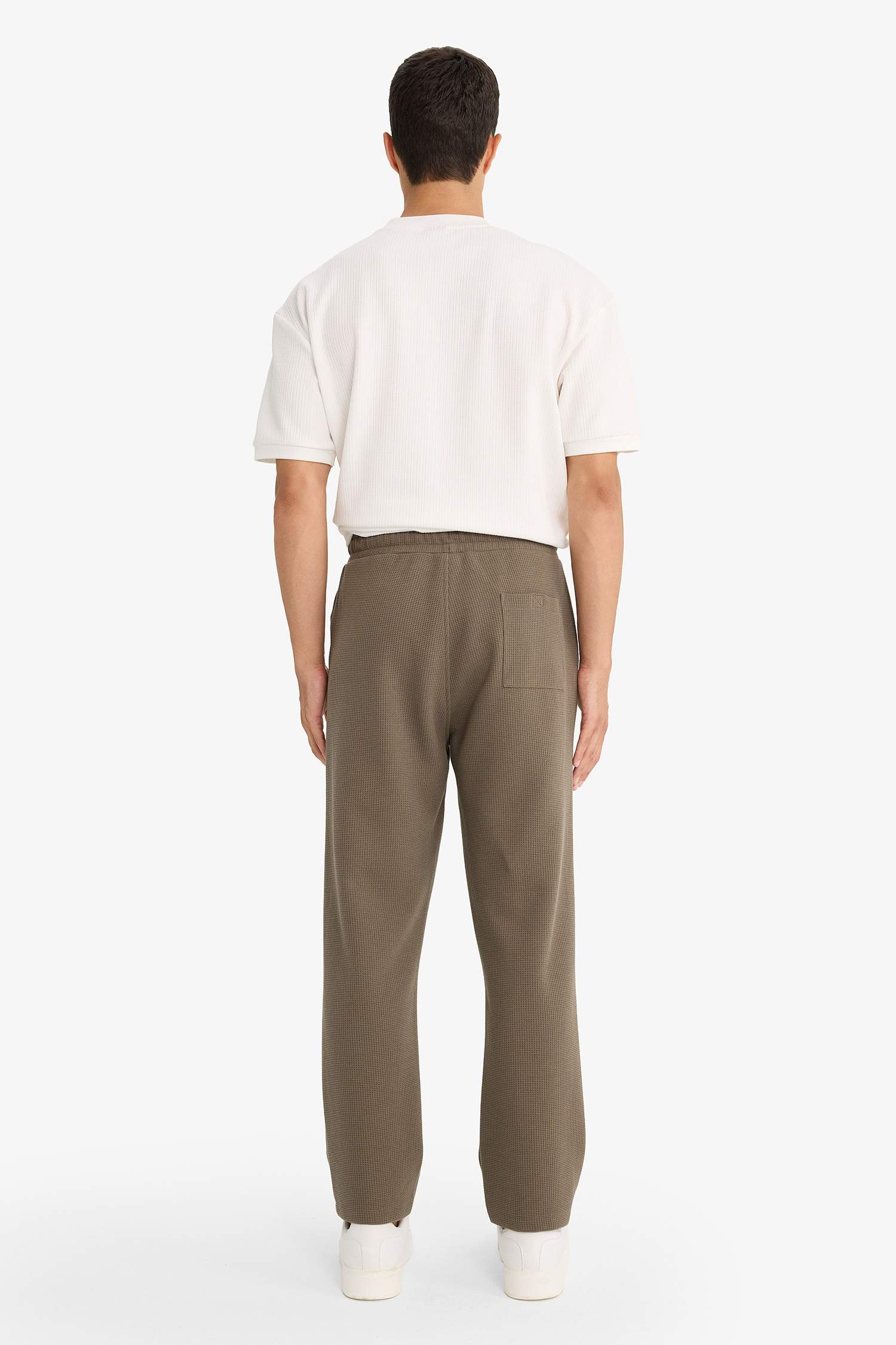 Regular Fit Tie Waist Straight Leg Waffle Sweatpants