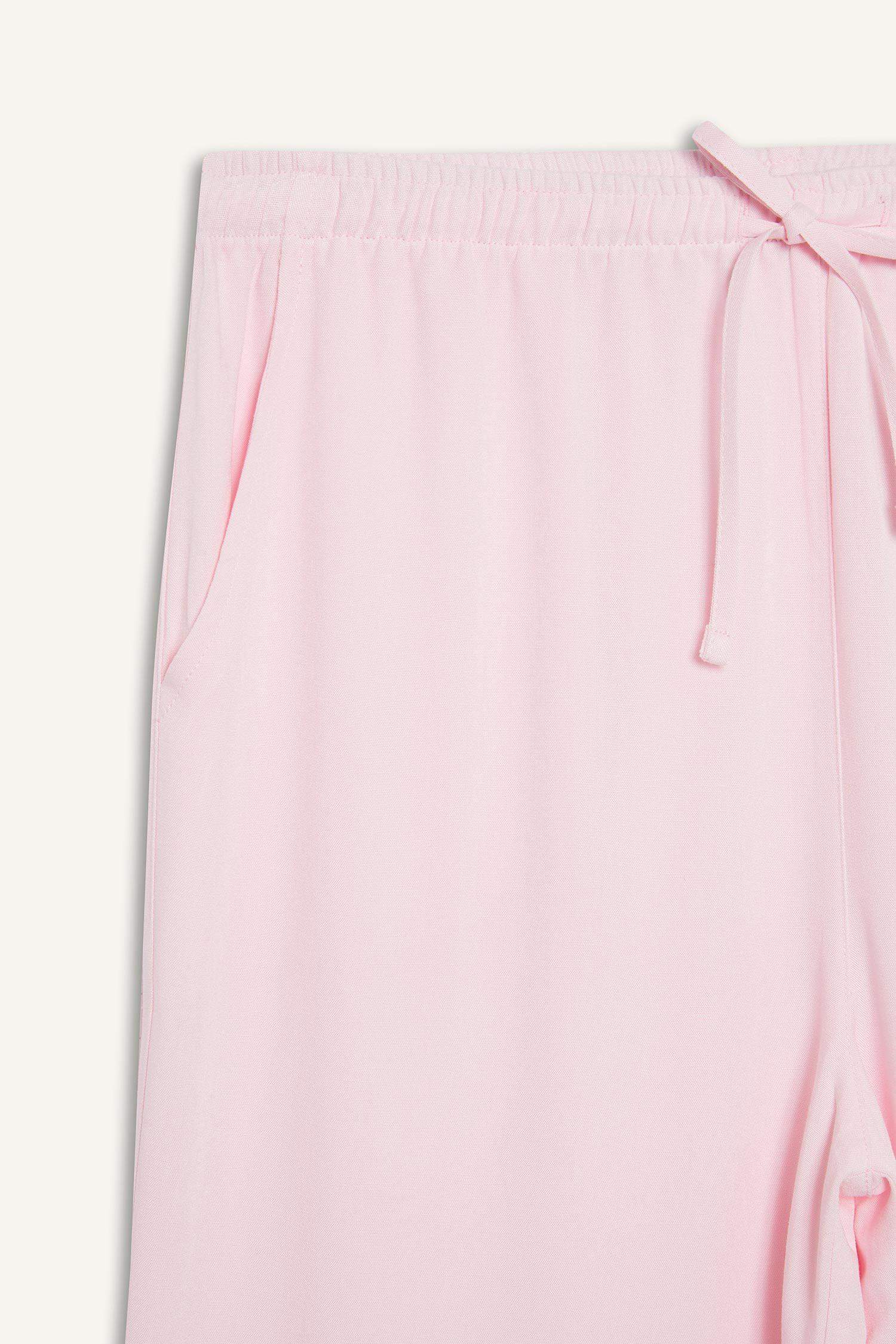 Wide Leg Üç Cepli Normal Bel Standart Boy Geniş Paça Keten Karışımlı Palazzo Pantolon