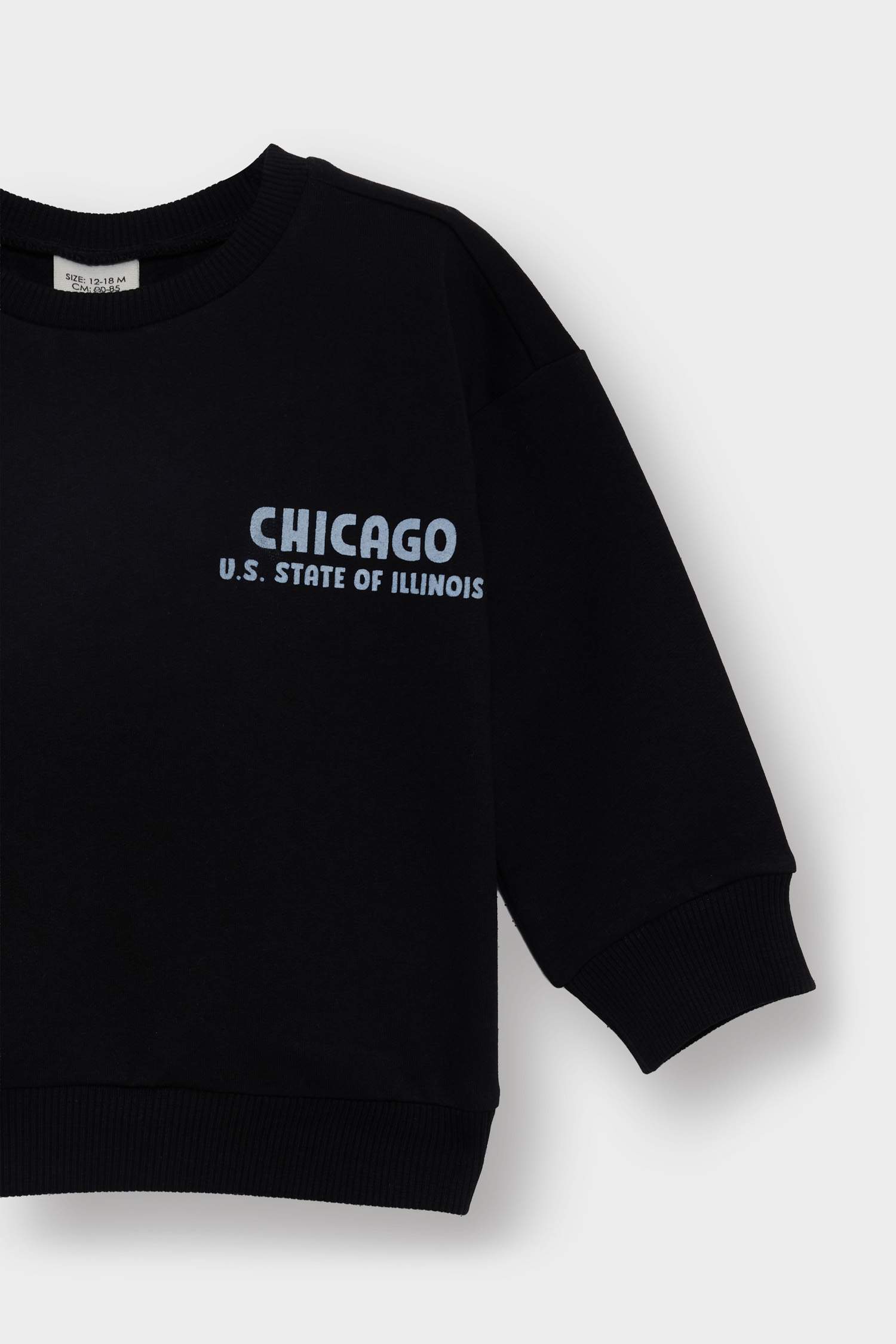 Erkek Bebek Bisiklet Yaka Baskılı İçi Yumuşak Tüylü 2'li Sweatshirt