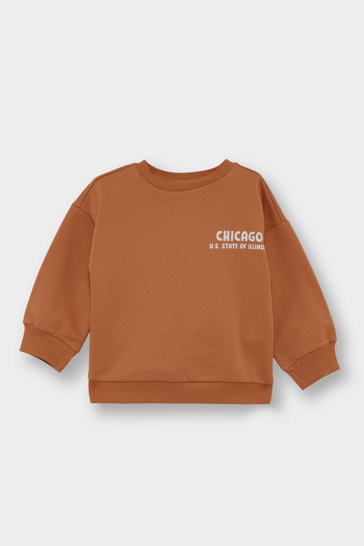 Erkek Bebek Bisiklet Yaka Baskılı İçi Yumuşak Tüylü 2'li Sweatshirt