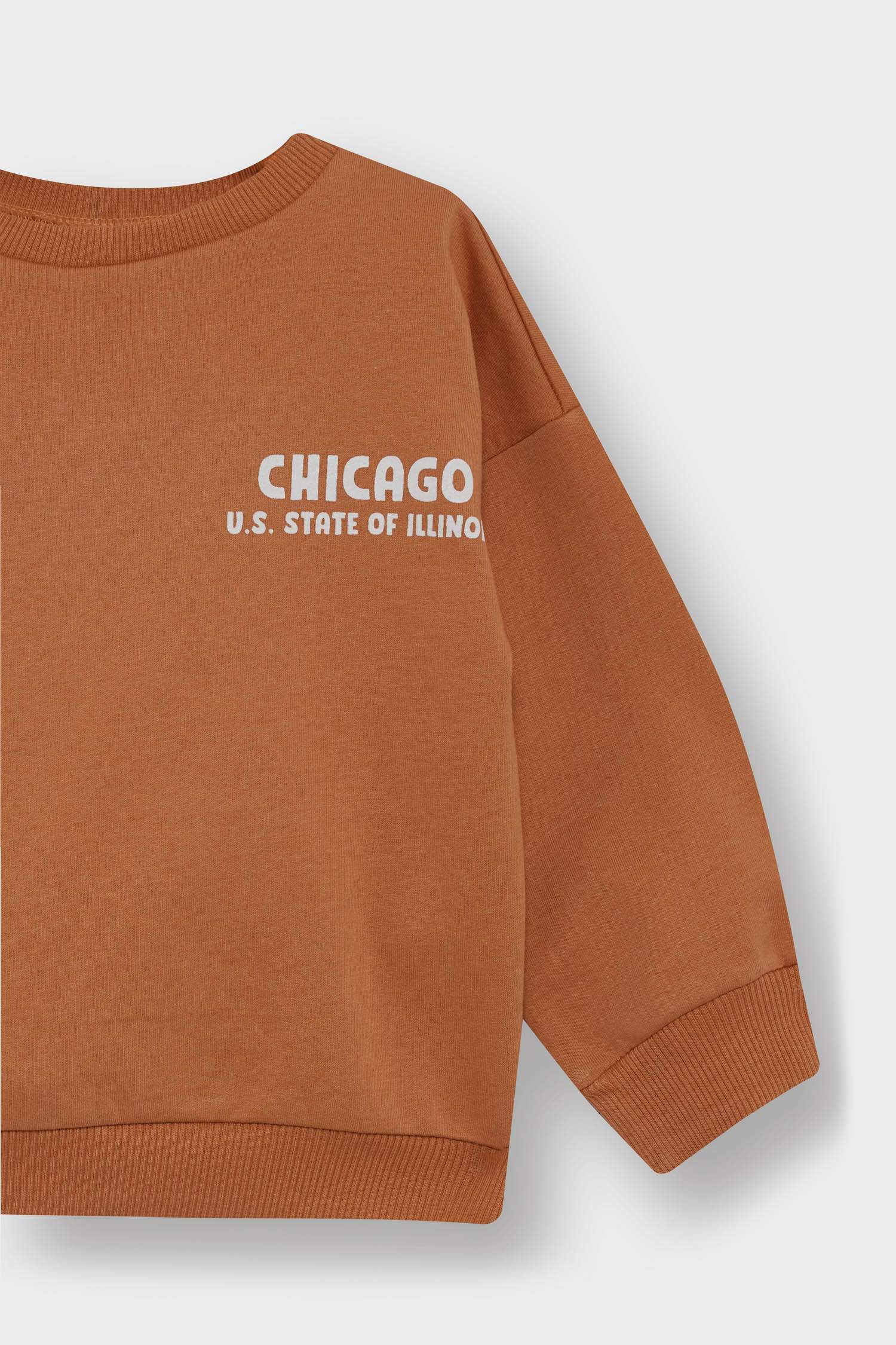 Erkek Bebek Bisiklet Yaka Baskılı İçi Yumuşak Tüylü 2'li Sweatshirt