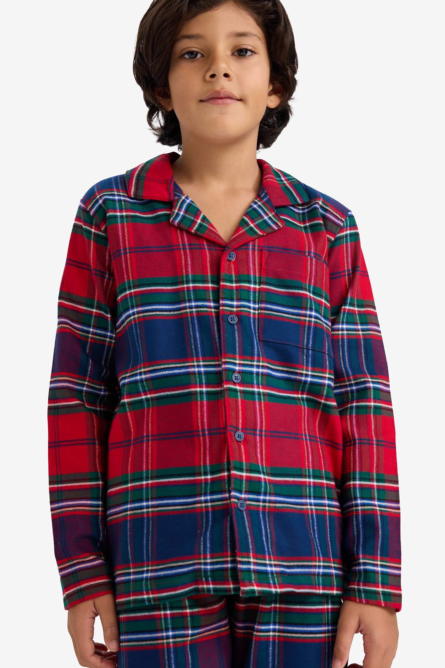 Erkek Çocuk Pijama Takımı Flanel Uzun Kollu Üst Uzun Alt