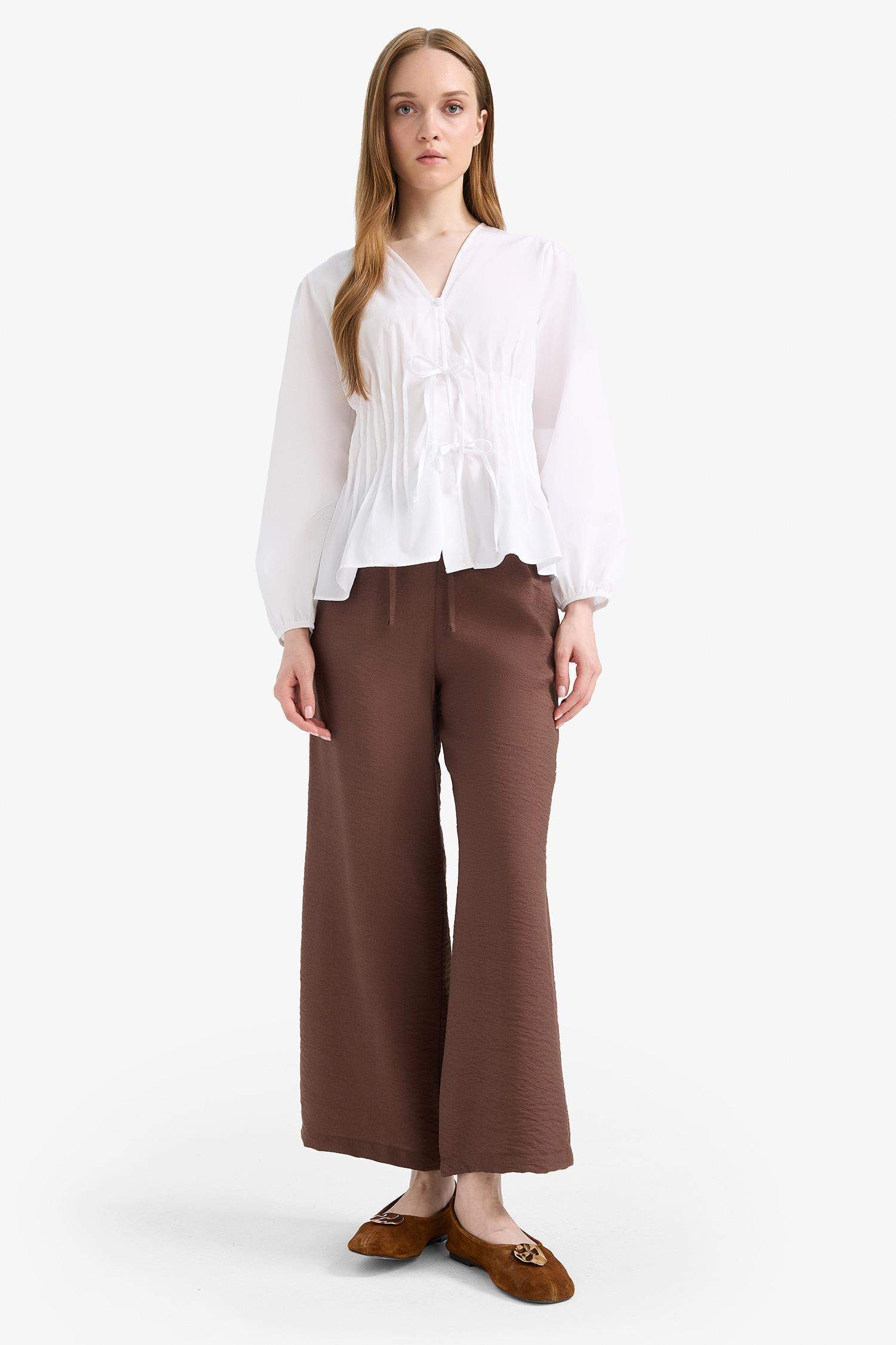 Straight Fit Wide Leg Trousers