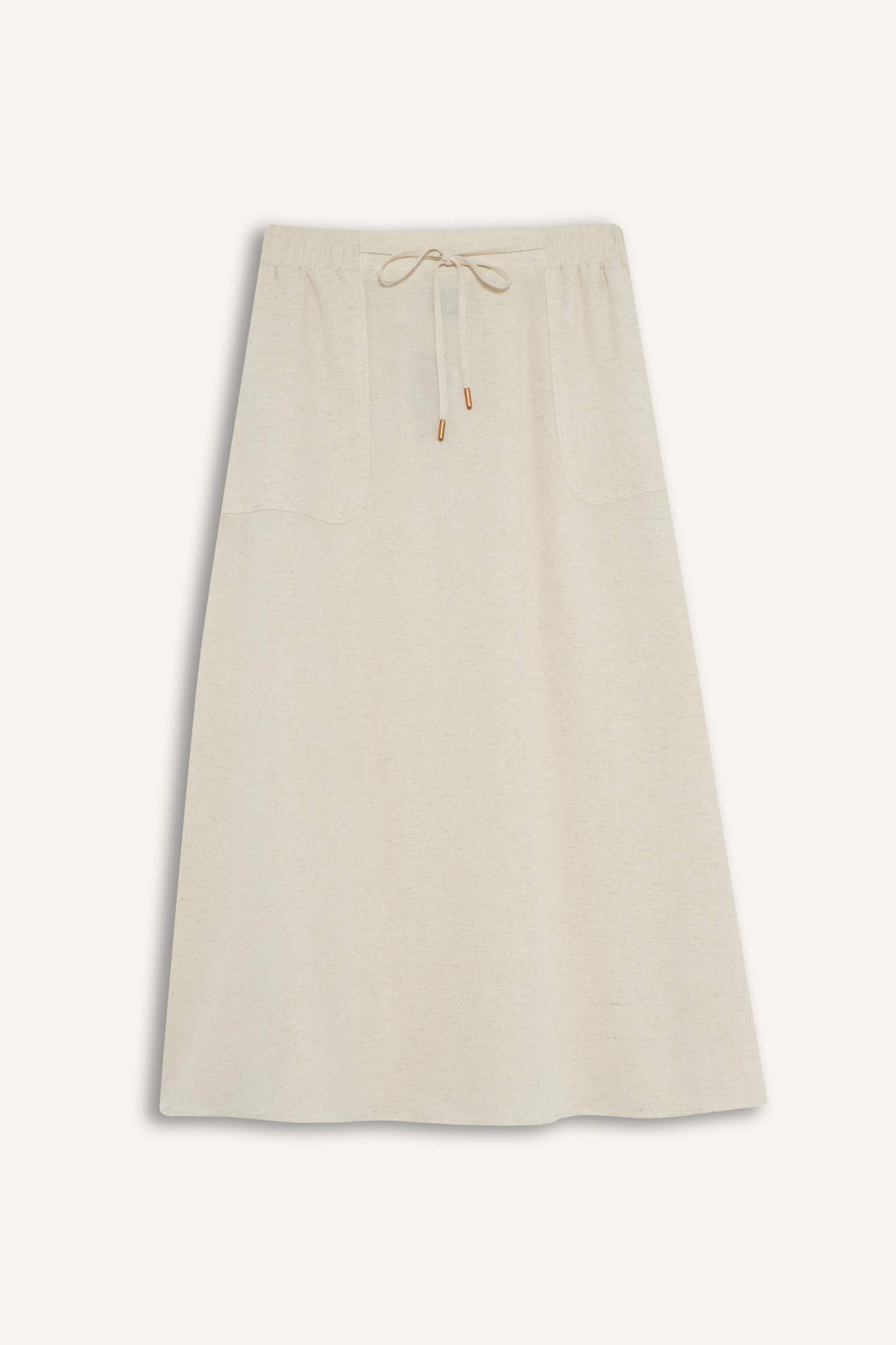 Regular Fit Linen Blend Cargo Midi Skirt