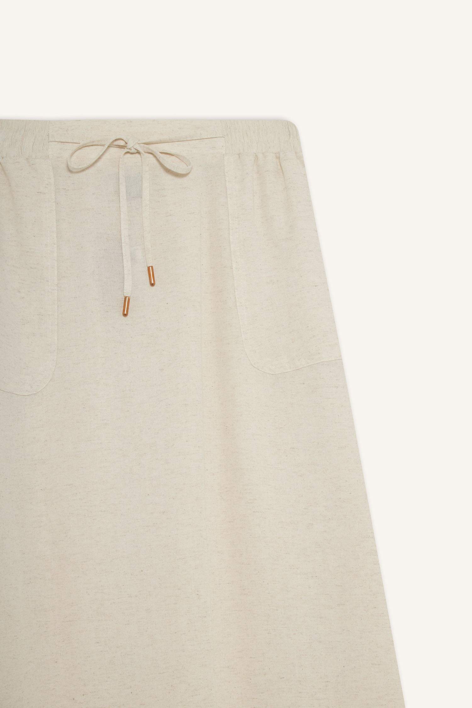 Regular Fit Linen Blend Cargo Midi Skirt