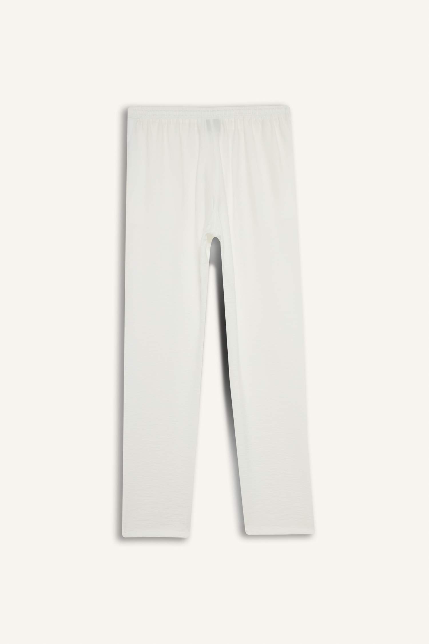 Wide Leg Cep Detaylı Beli Lastikli Düz Paça Beyaz Pantolon