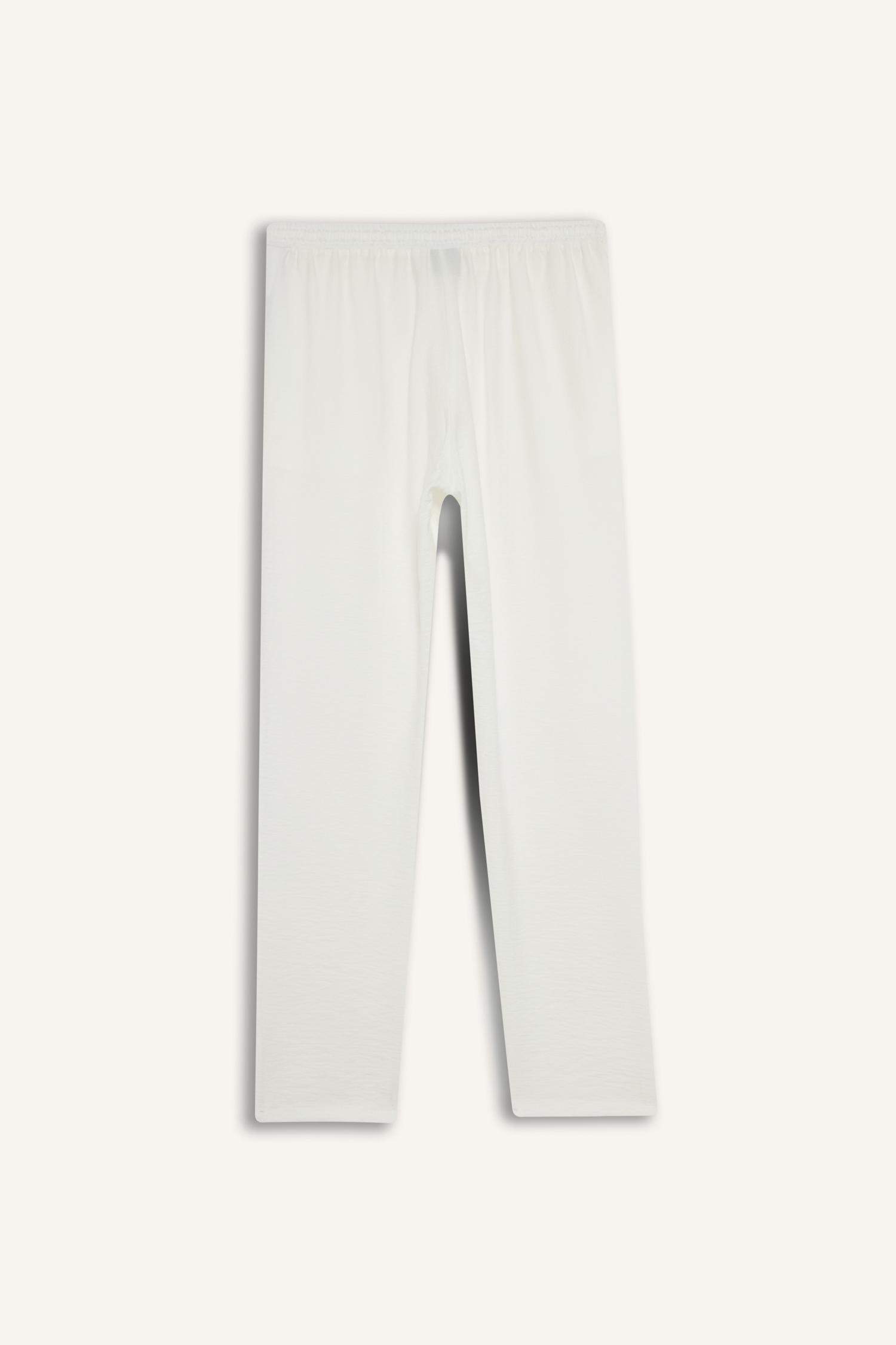 Wide Leg Elastic Waist Straight Leg White Trousers