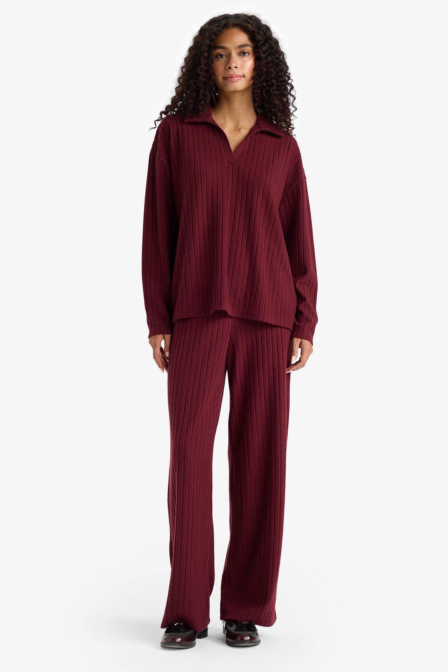 Relax Fit Polo Neck Ribbed Camisole T-Shirt