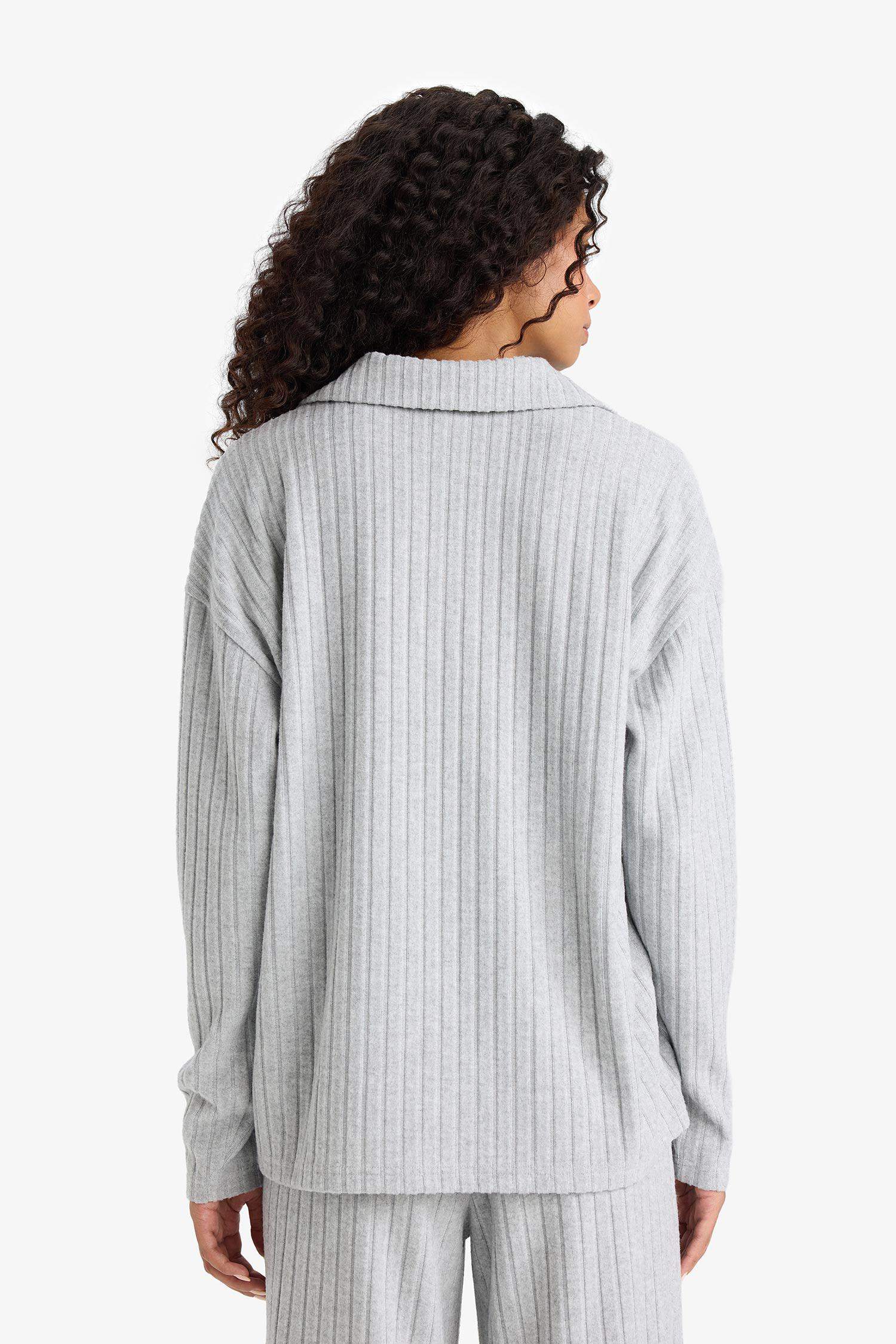 Relax Fit Polo Neck Ribbed Camisole T-Shirt