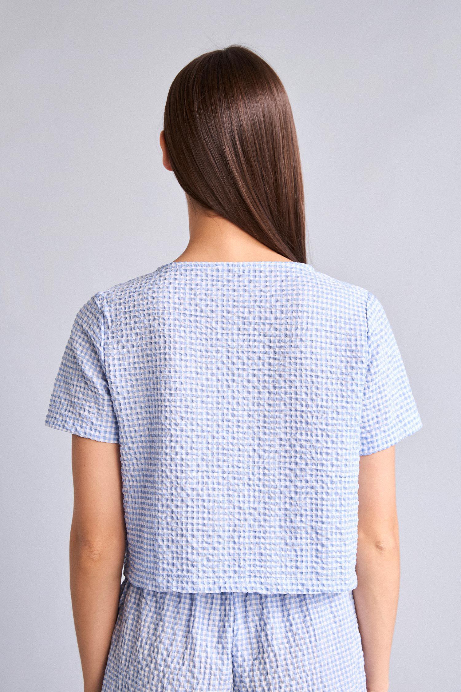 DeFacto Regular Fit Kısa kollu Kırışık Dokulu Bluz görsel 7