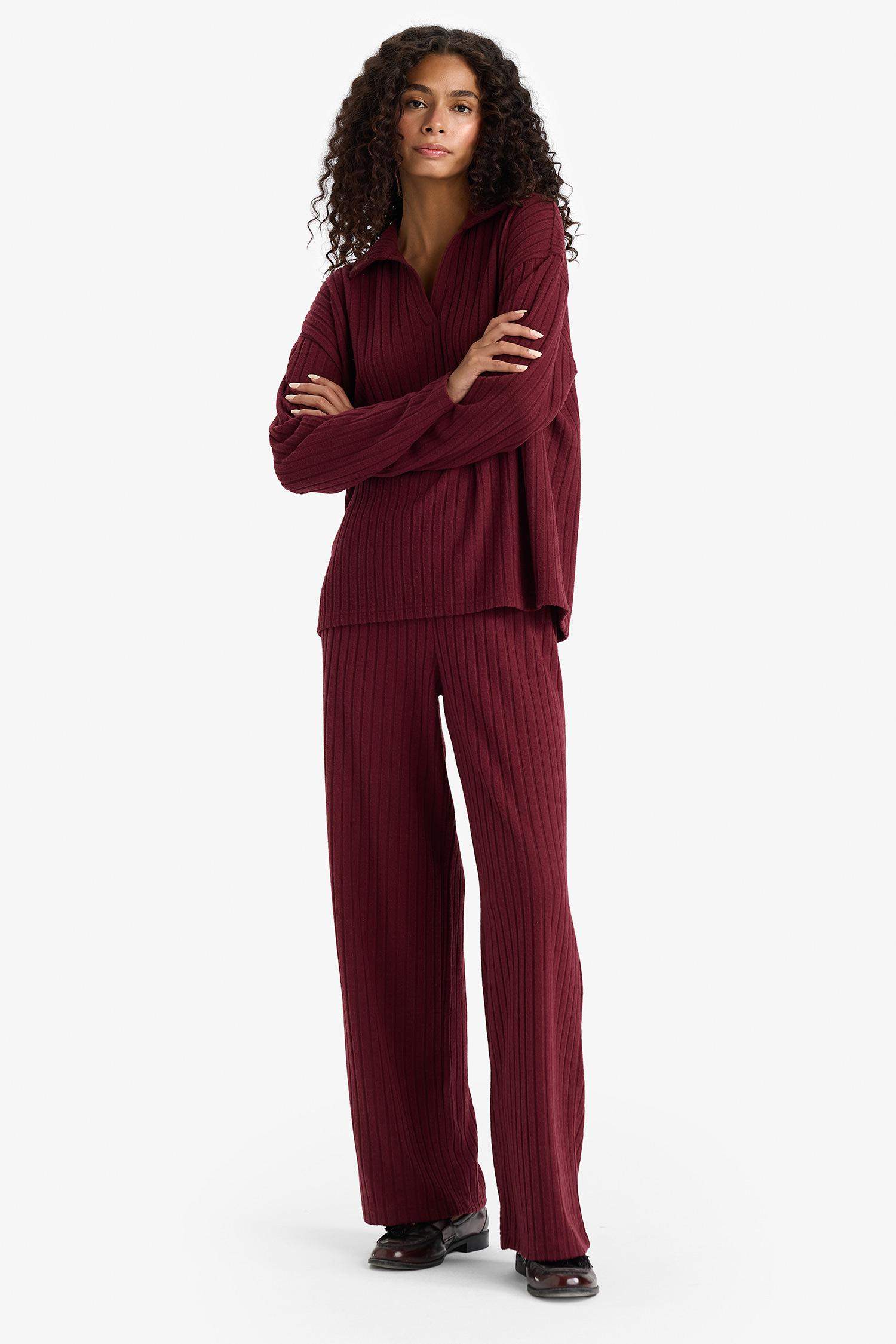 Wide Leg Fitilli Kaşkorse Beli Lastikli Pantolon