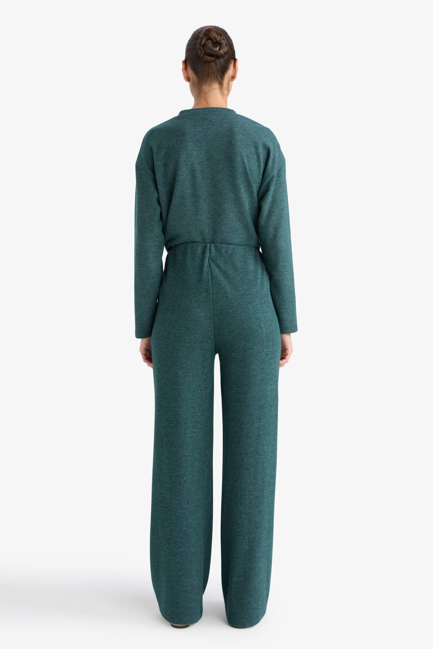 Straight Fit Beli Lastikli Geniş Paça Pantolon