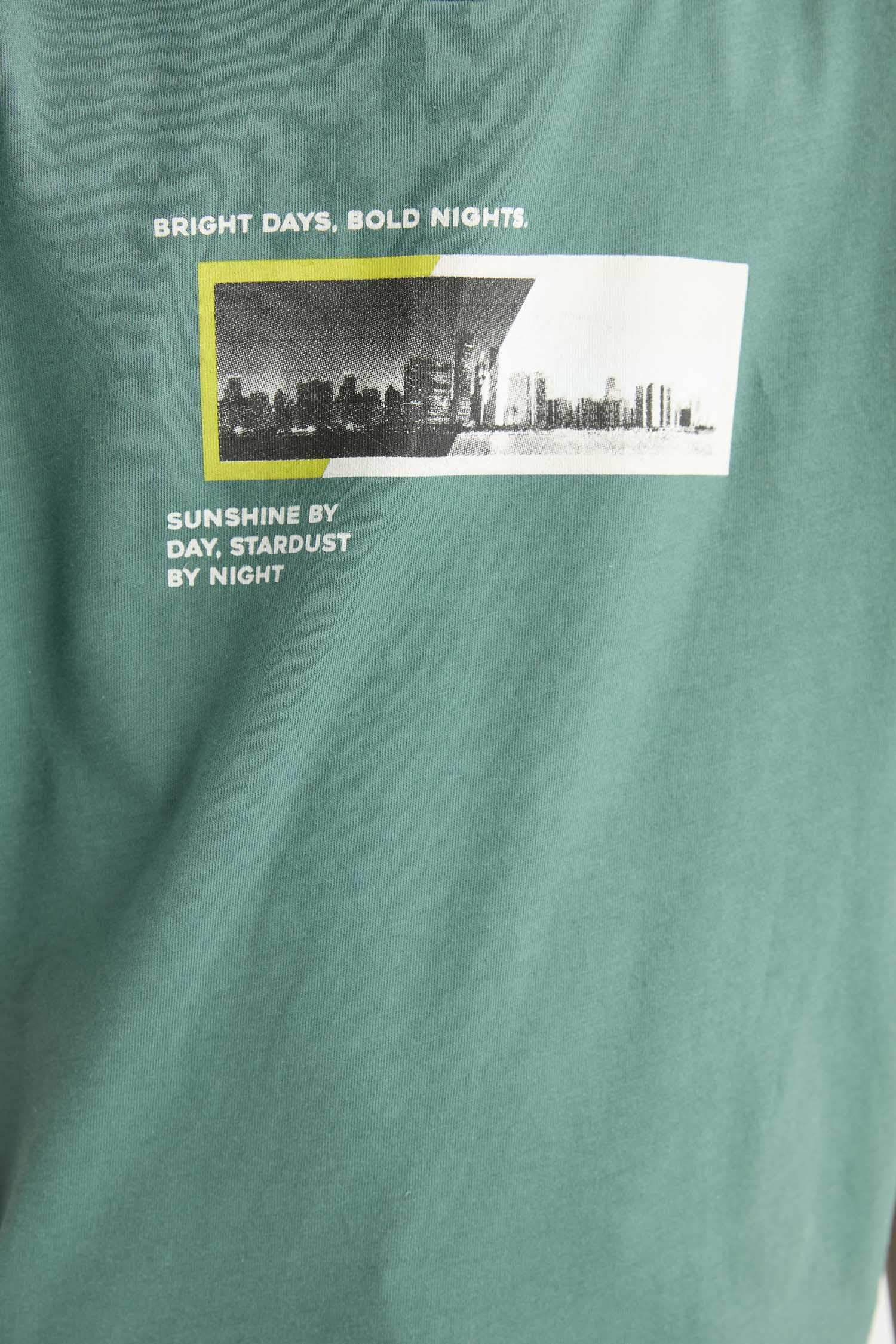 Erkek Çocuk Bisiklet Yaka Baskılı Kısa Kollu Tişört