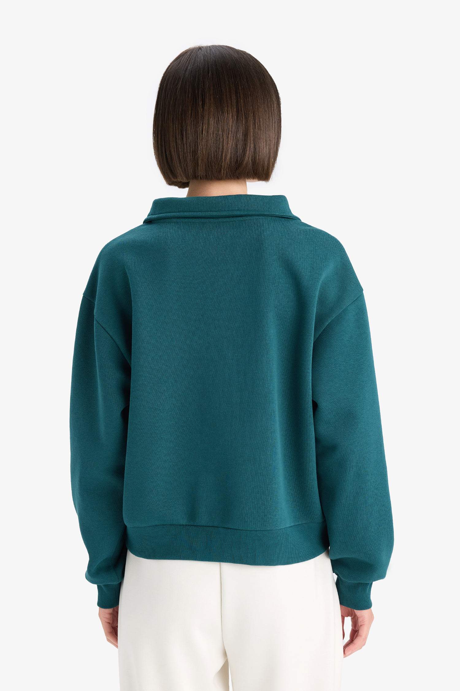 Regular Fit Yarım Fermuarlı Baskılı Kalın Sweatshirt