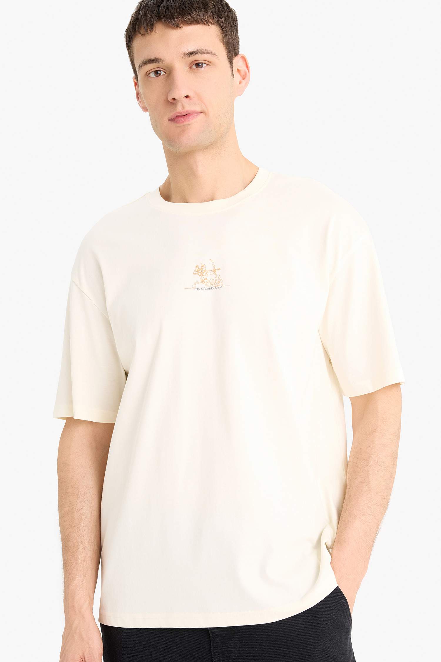 Cotton Boxy Fit Crew Neck Short Sleeve T-Shirt