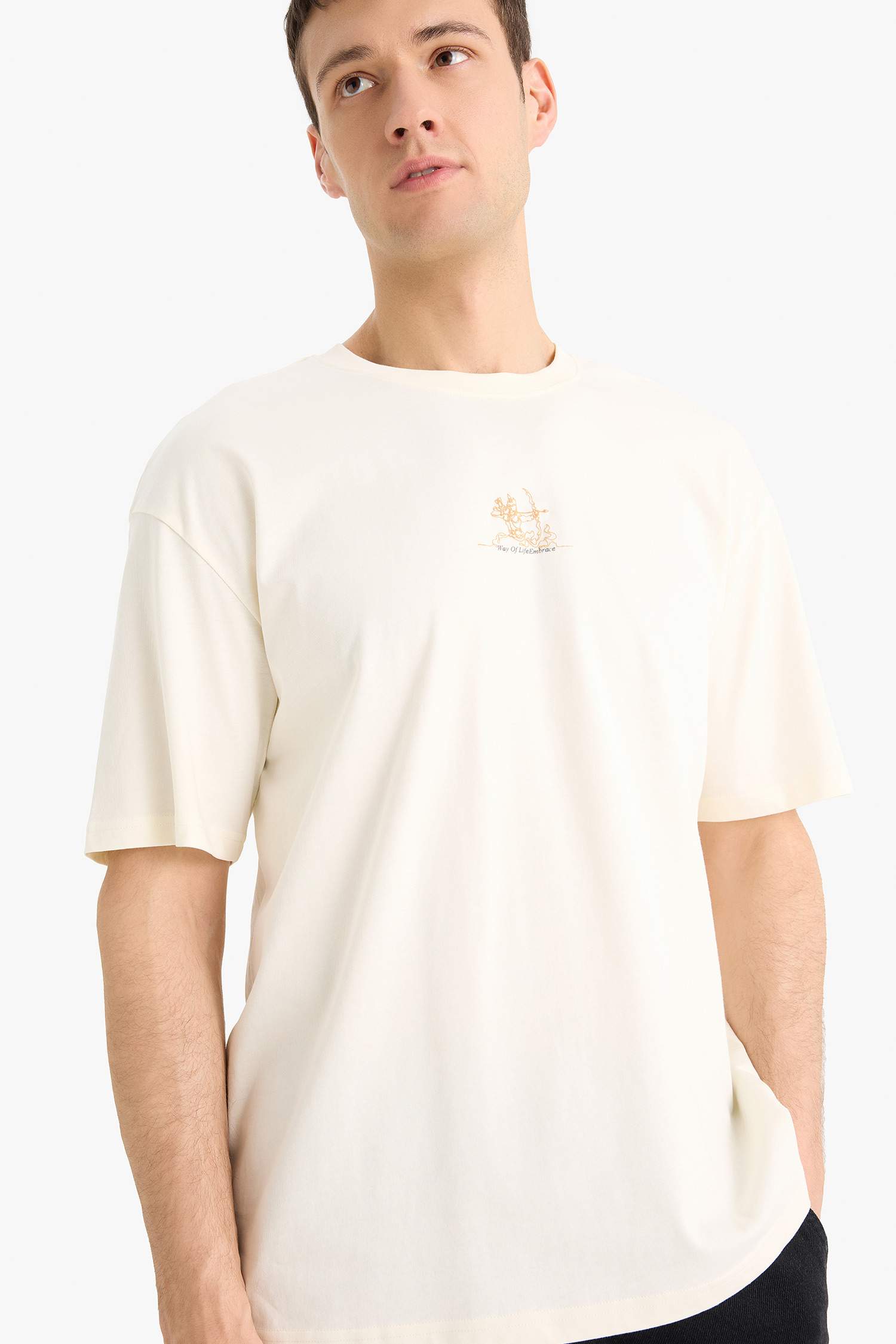 Cotton Boxy Fit Crew Neck Short Sleeve T-Shirt