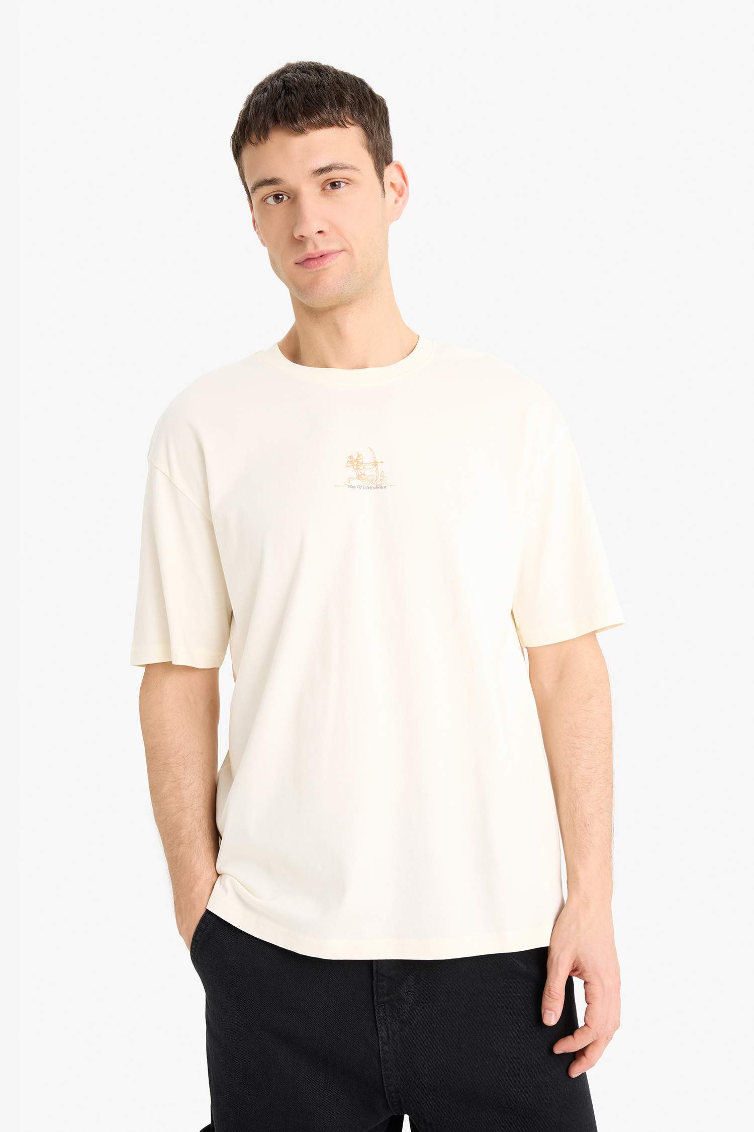 Cotton Boxy Fit Crew Neck Short Sleeve T-Shirt