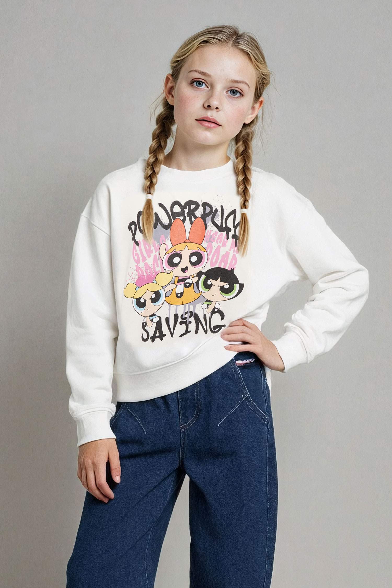 Girl PowerPuff Girl Oversize Fit Sweatshirt