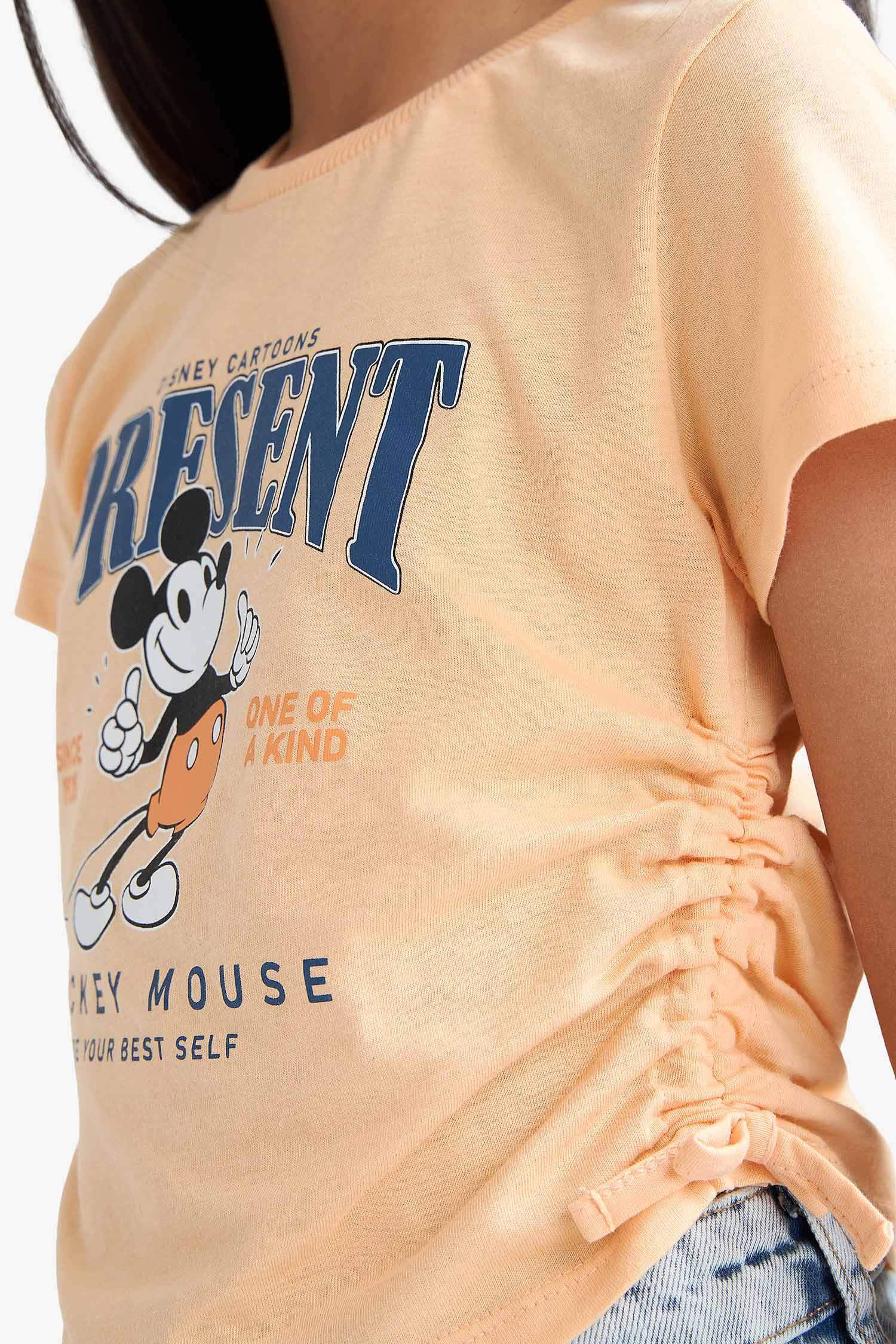 Kız Çocuk Disney Mickey & Minnie Fitted Bisiklet Yaka Kısa Kollu Tişört