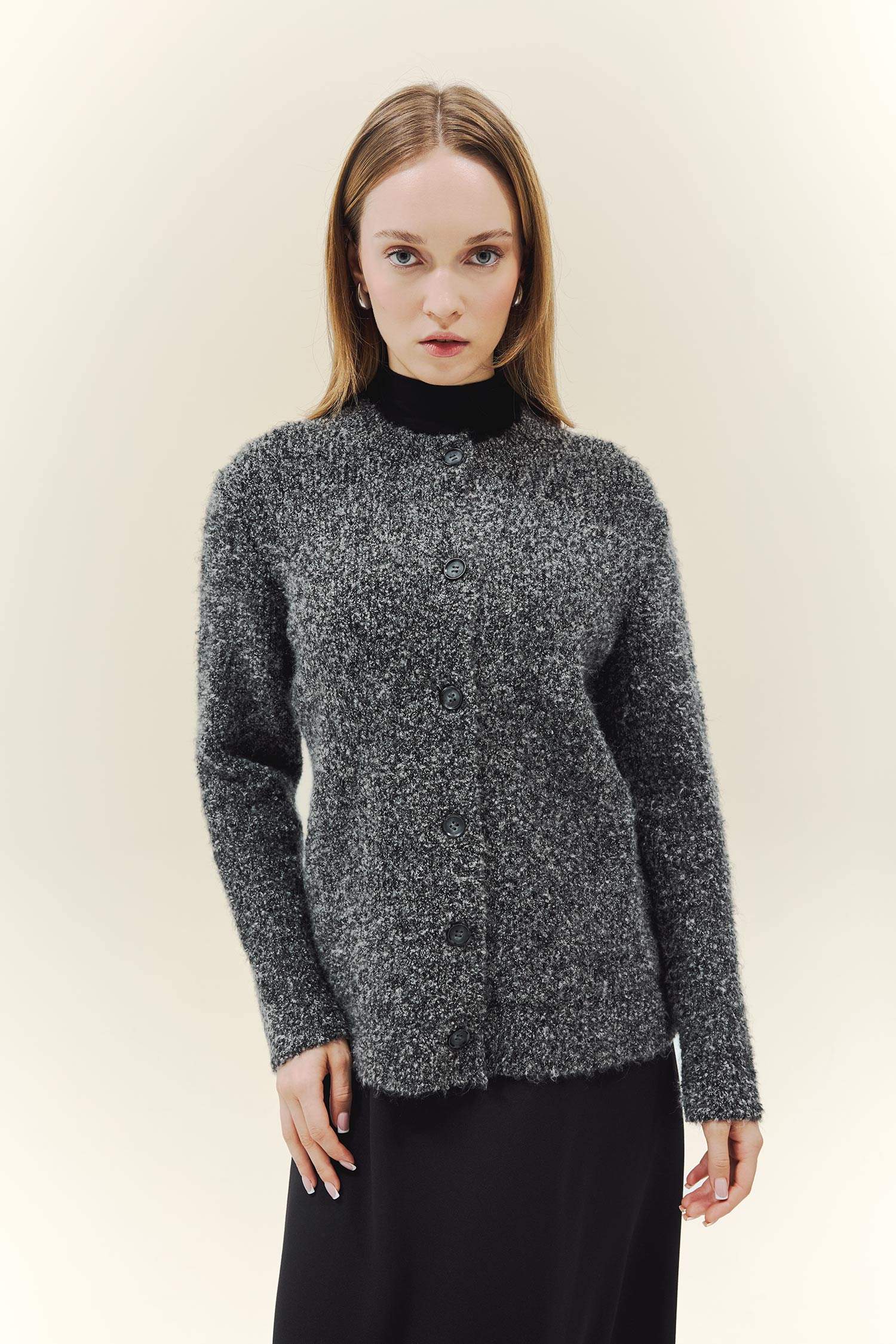 Regular Fit Bisiklet Yaka Triko Düğmeli Hırka