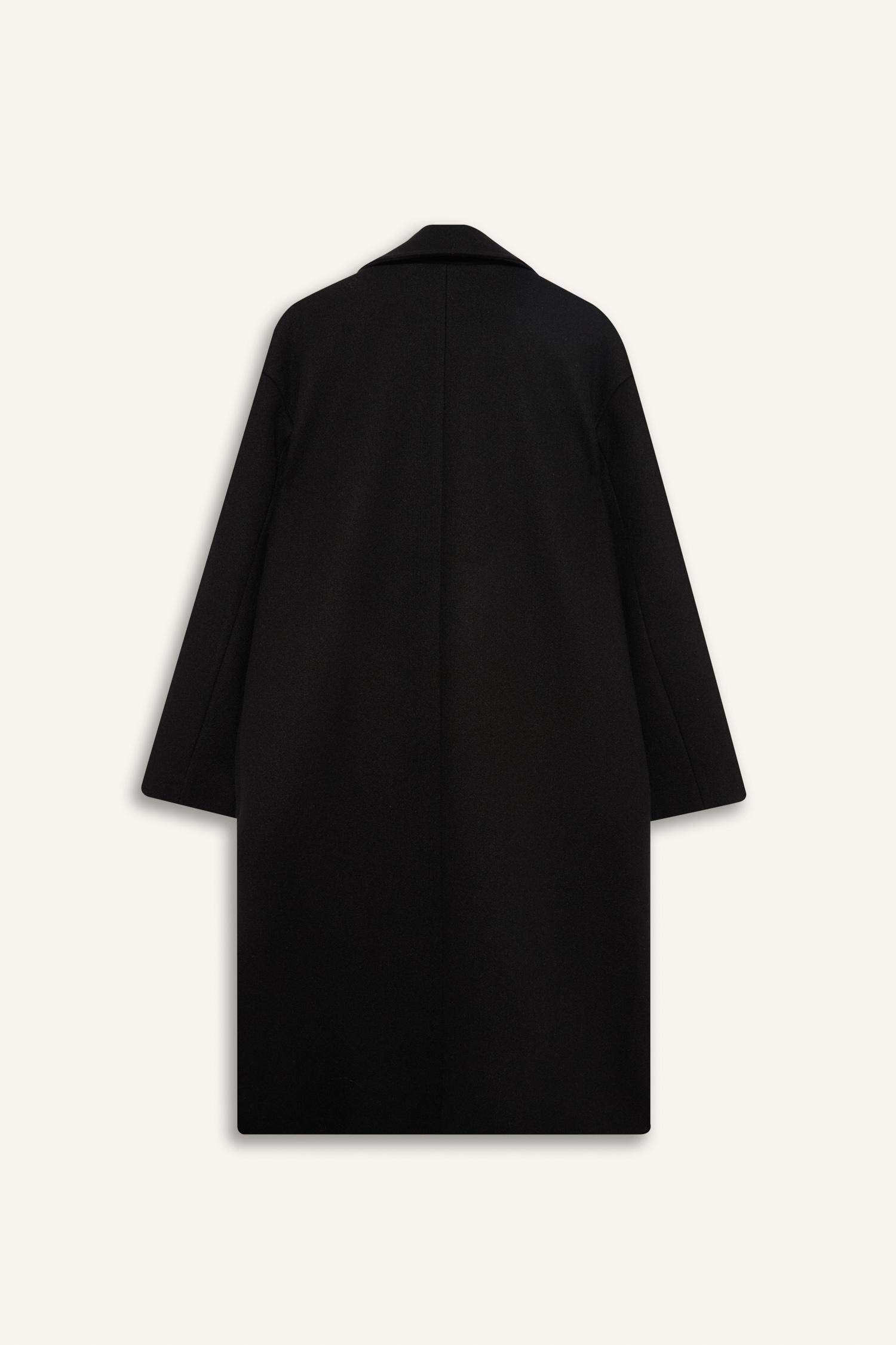 Regular Fit Düğmeli Uzun Kaşe Kaban