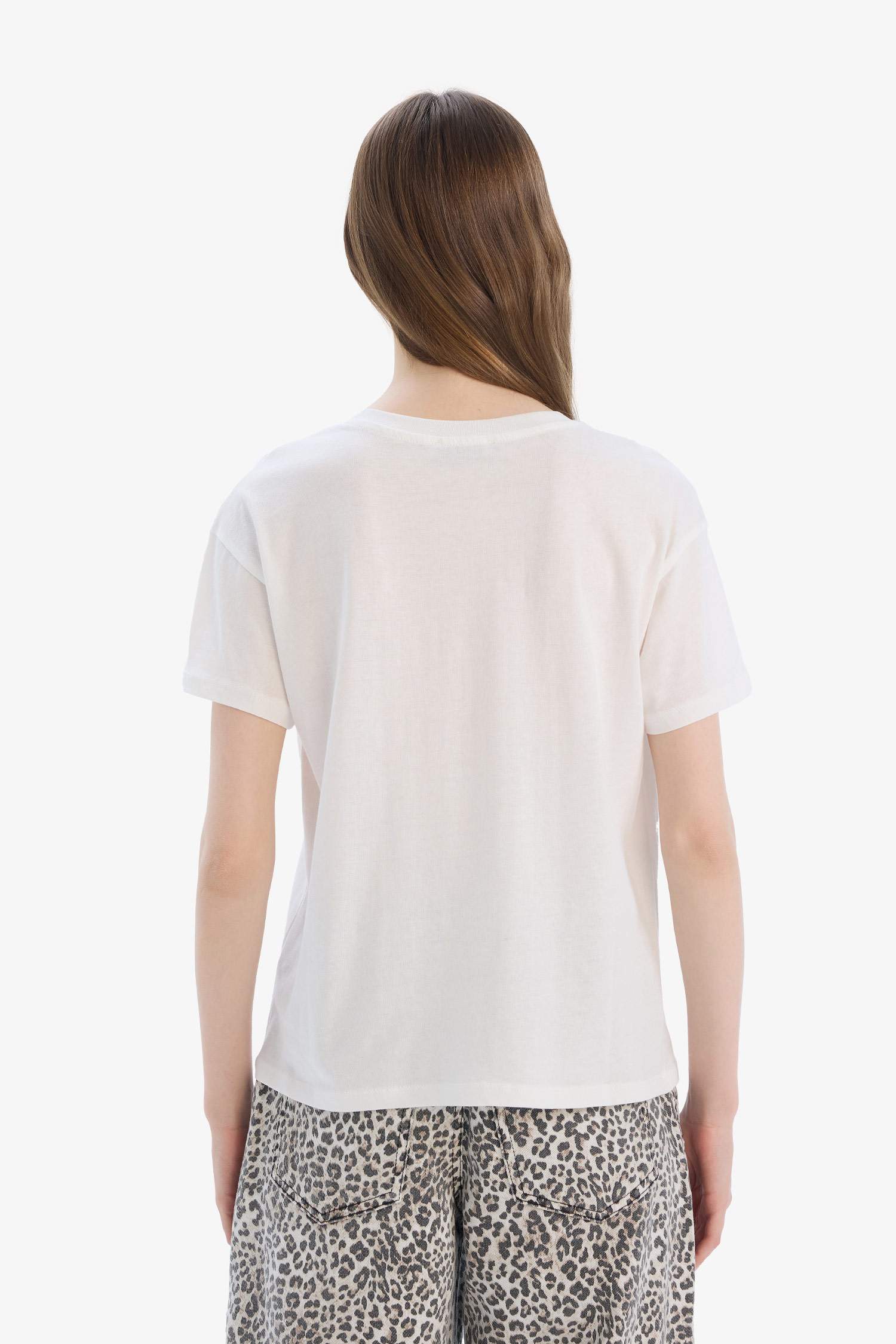 Regular Fit Bisiklet Yaka Baskılı Kısa Kollu Tişört