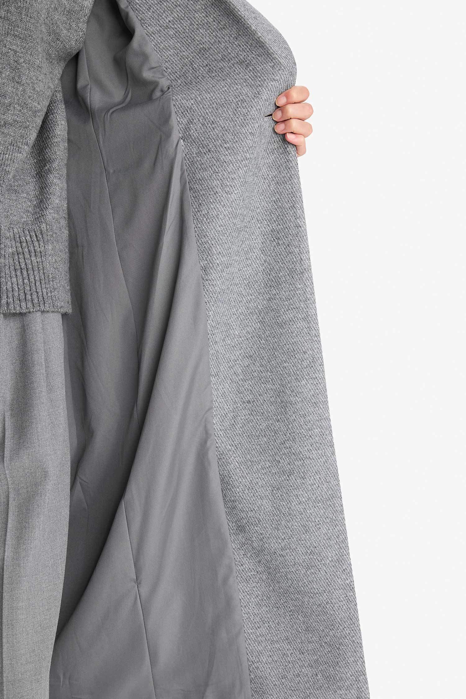 Regular Fit Düğmeli Kaşe Uzun Kaban