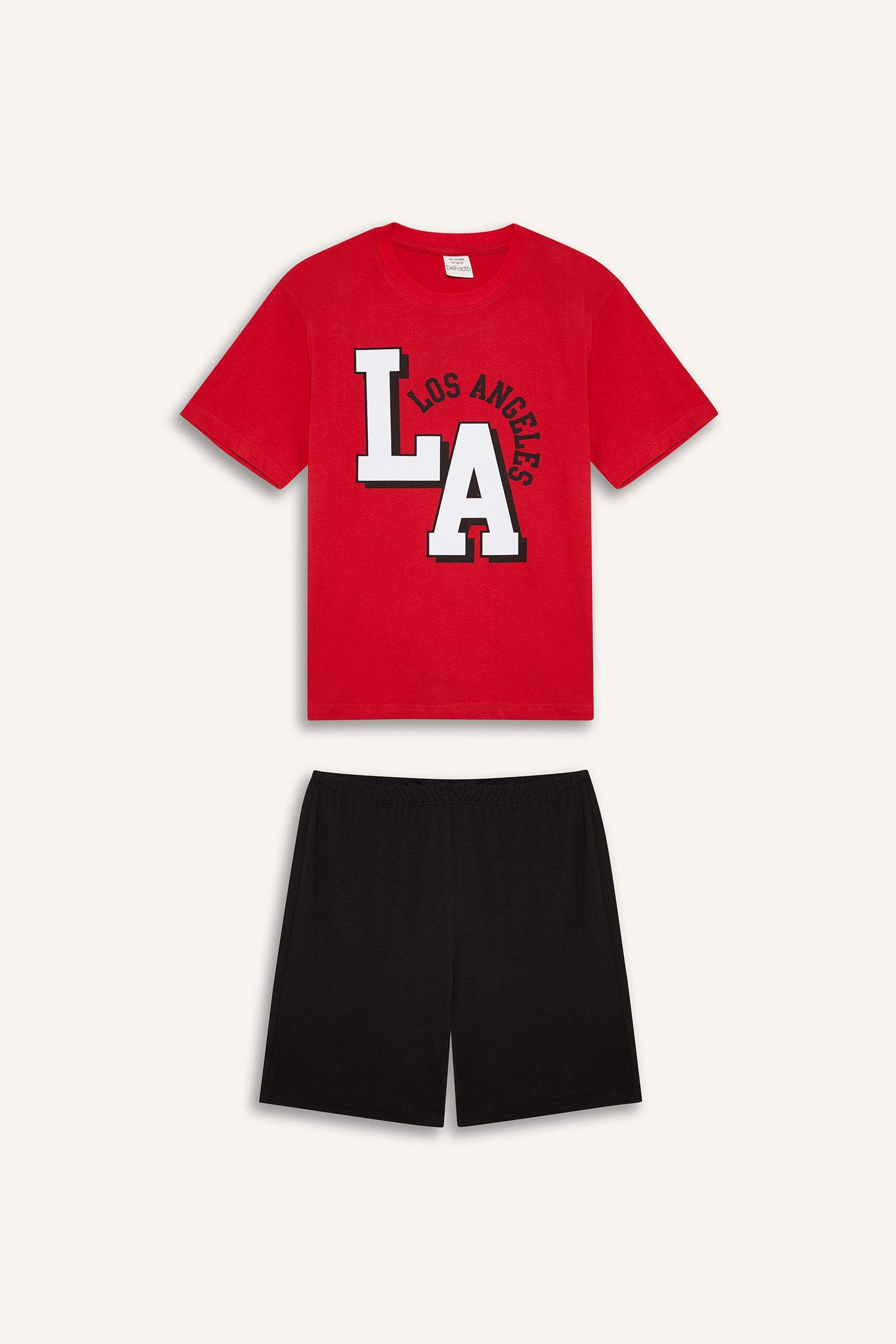 Комплект для мальчика из 2 предметов с принтом, футболка с коротким рукавом и шорты