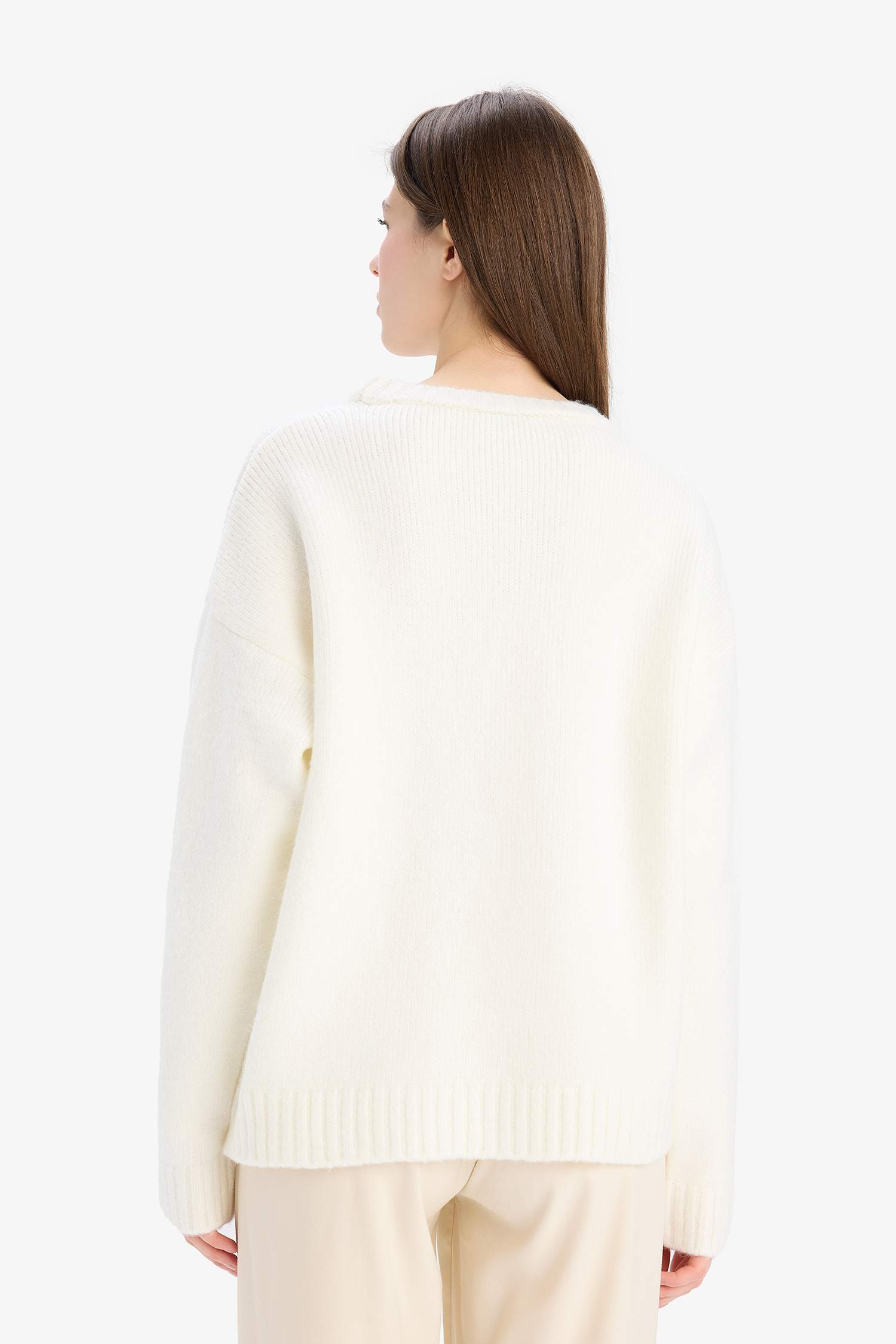 Oversize Fit Basic Crew Neck Knitwear Pullover