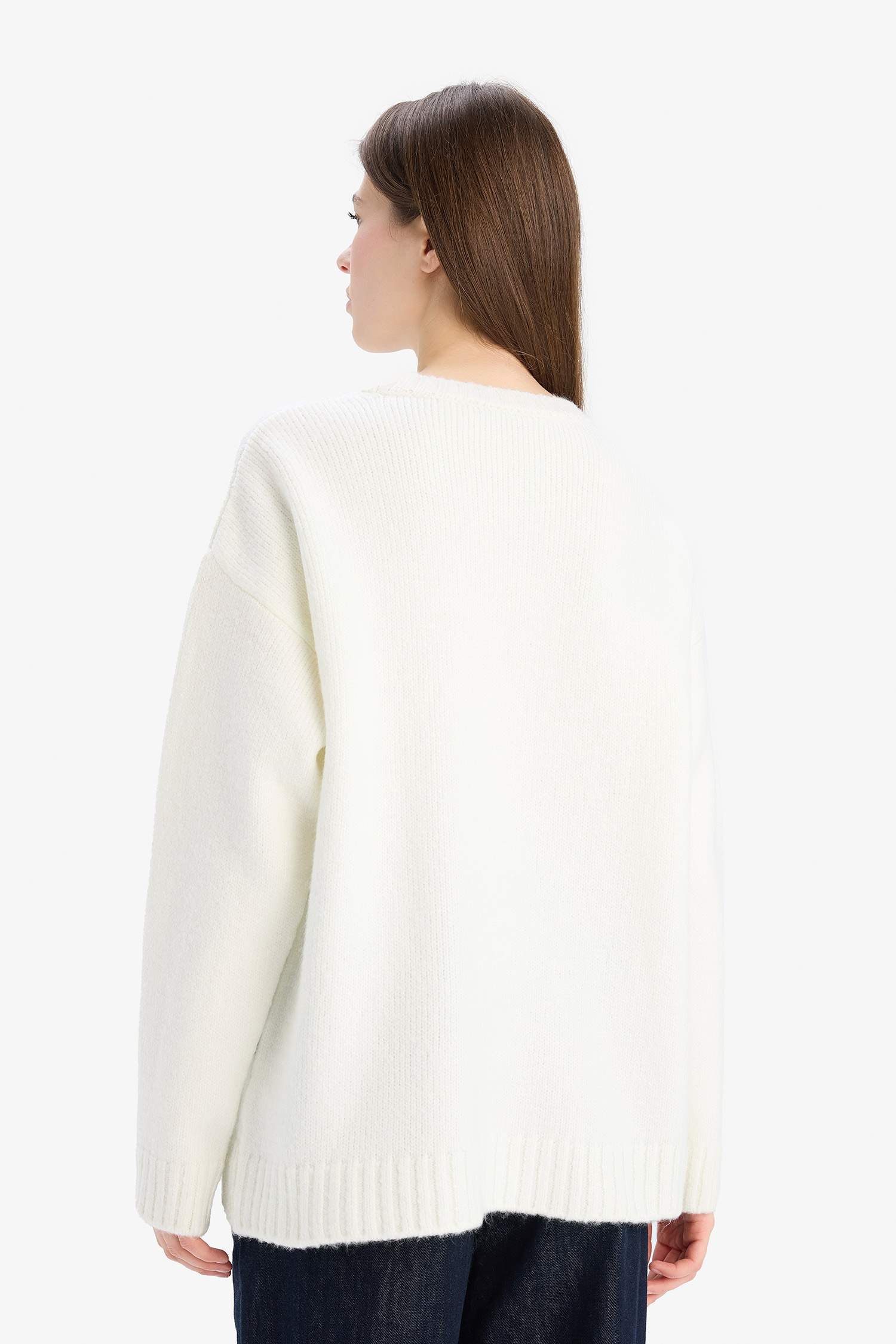 Oversize Fit Basic Crew Neck Knitwear Pullover