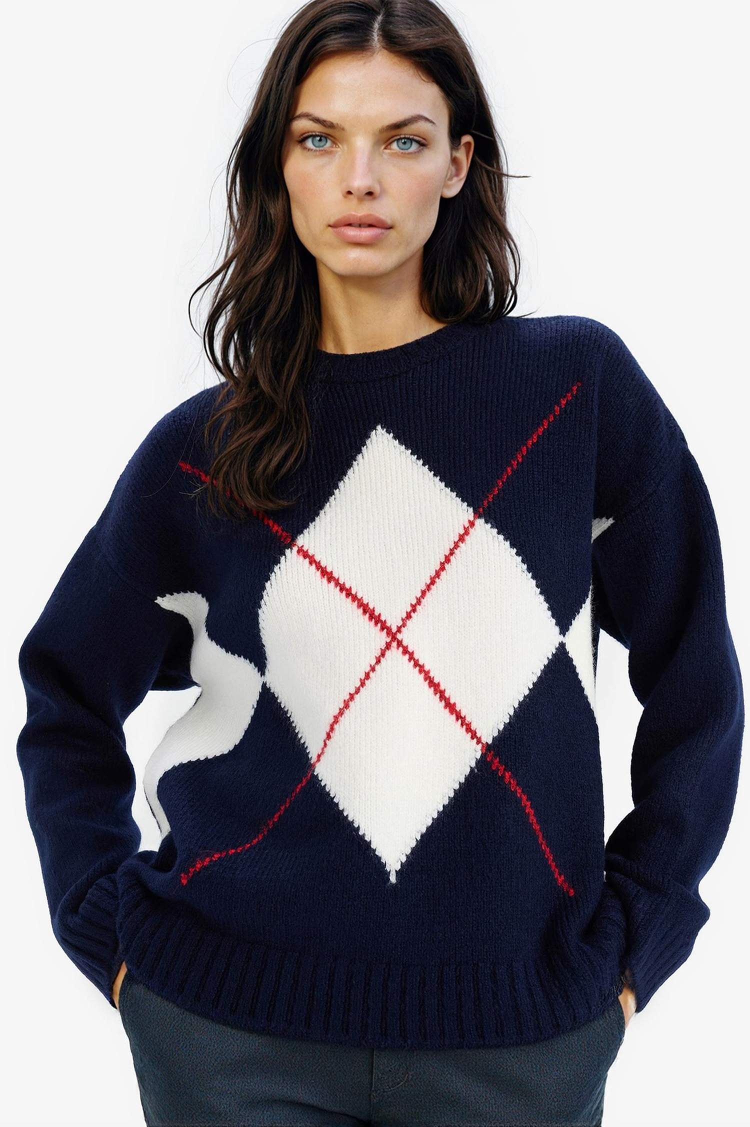 Oversize Fit Basic Crew Neck Knitwear Pullover