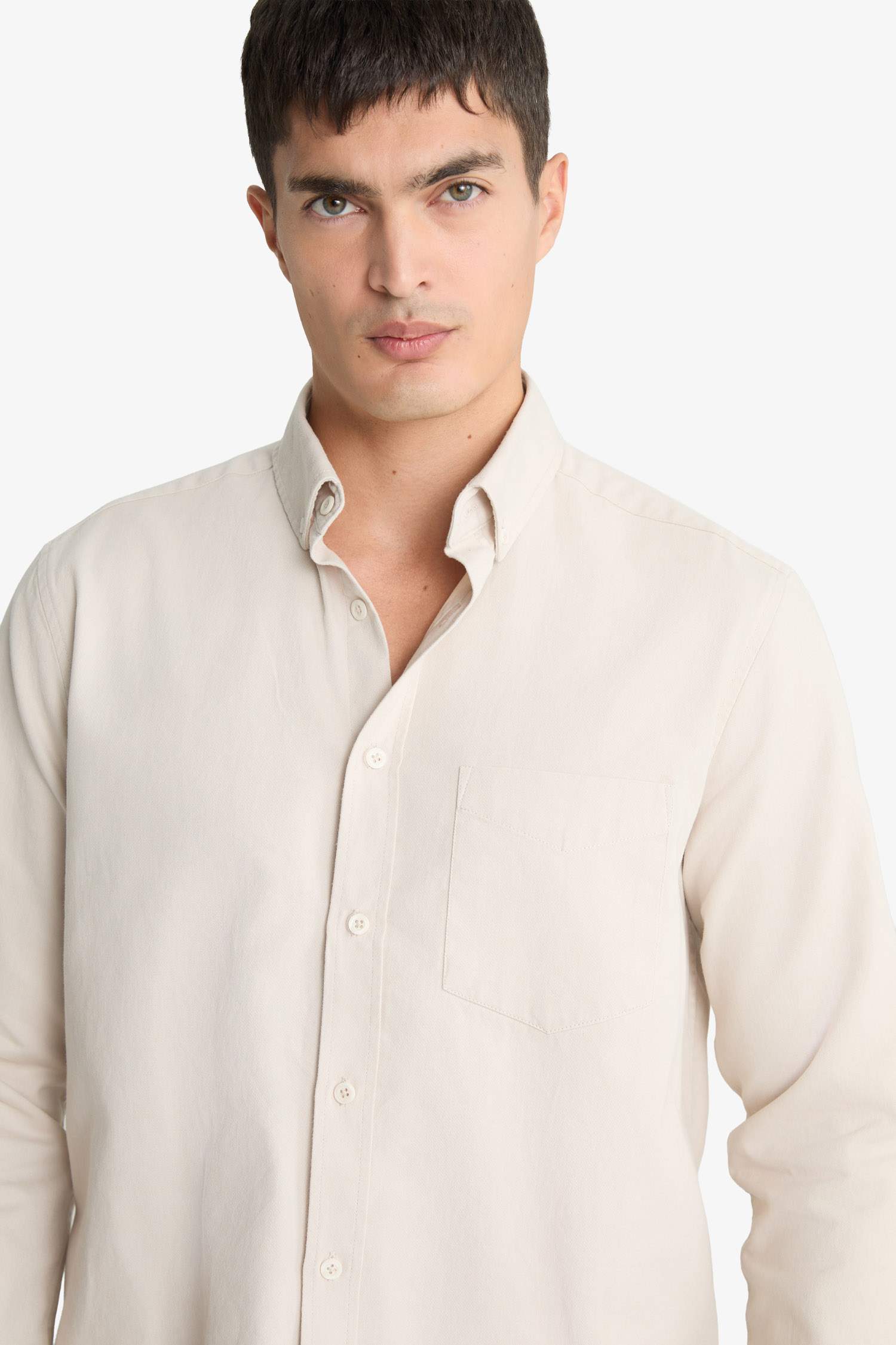 Regular Fit Polo Yaka Gabardin Uzun Kollu Gömlek