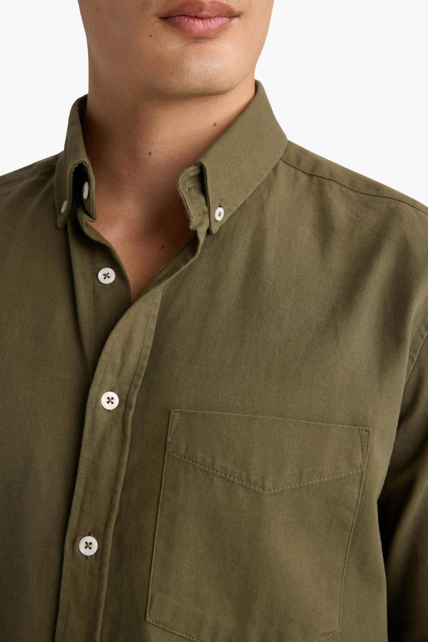 Regular Fit Polo Yaka Gabardin Uzun Kollu Gömlek