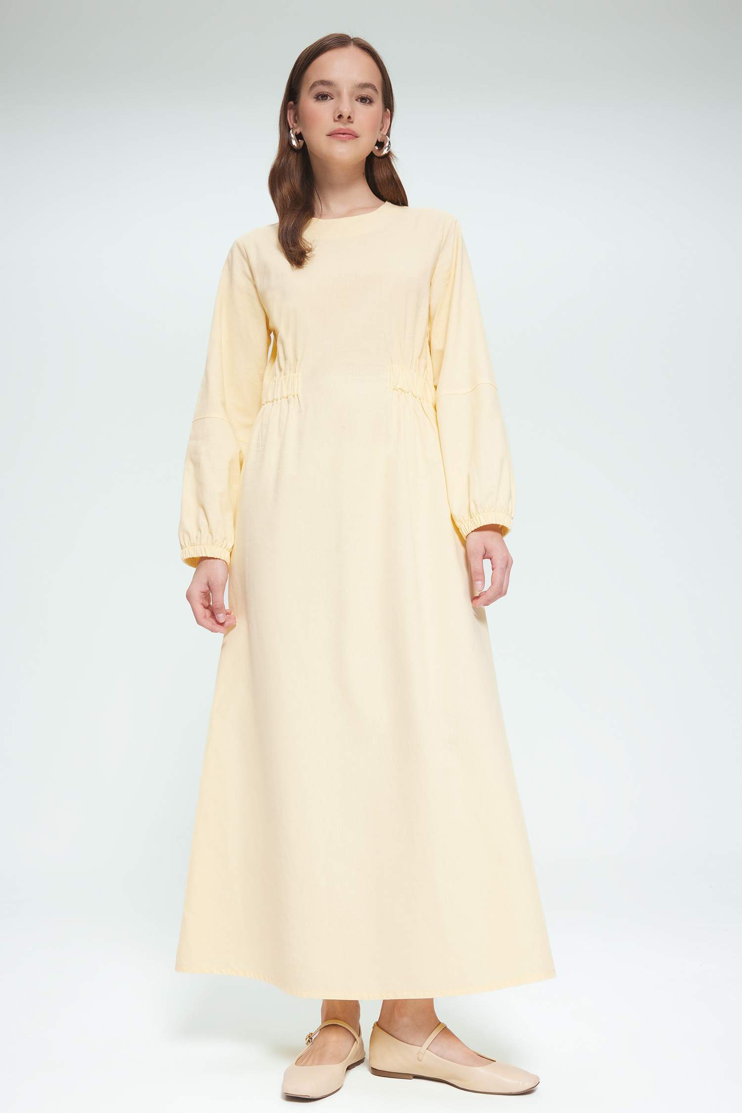 Relax Fit Crew Neck Linen Blend Maxi Dress