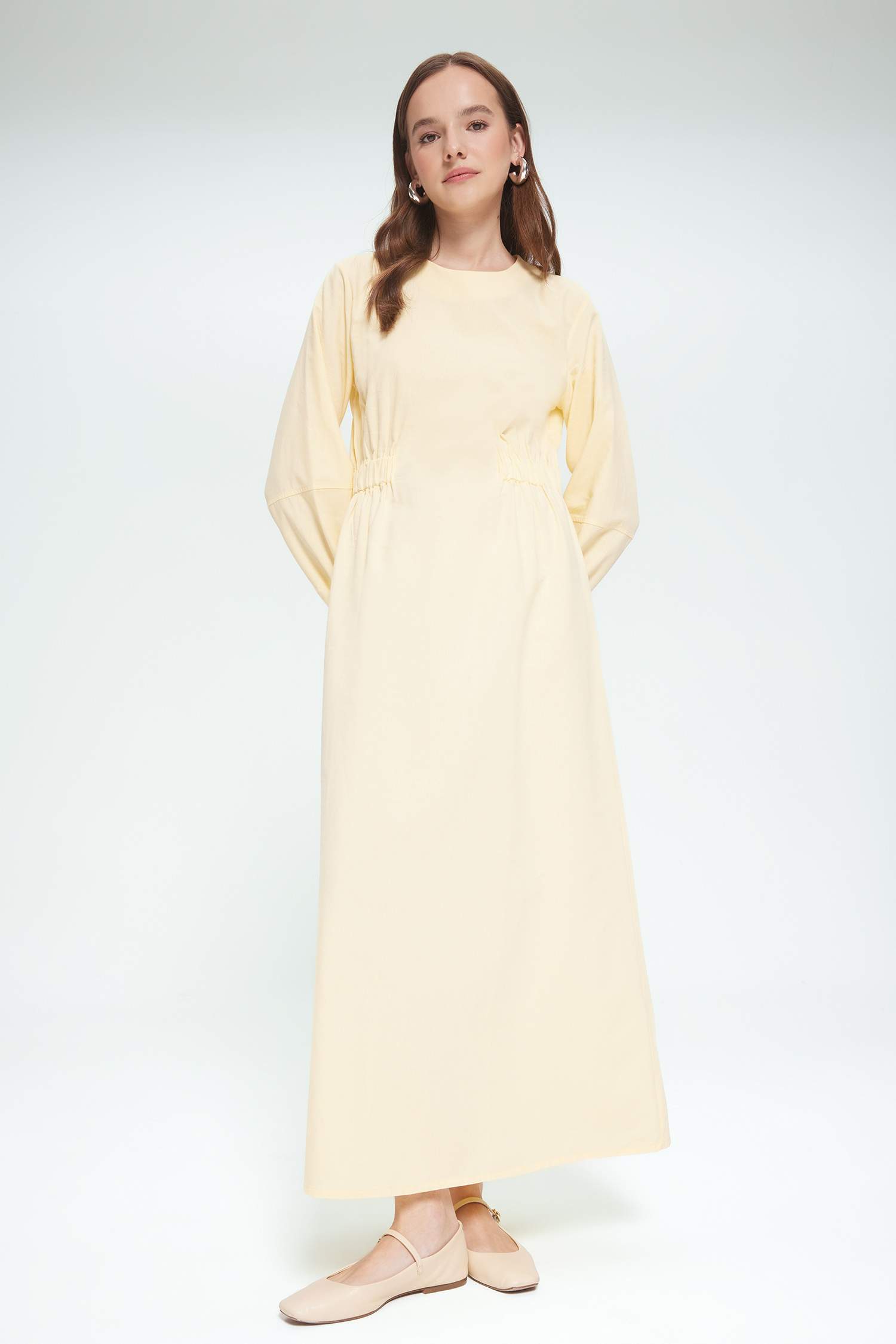 Relax Fit Crew Neck Linen Blend Maxi Dress