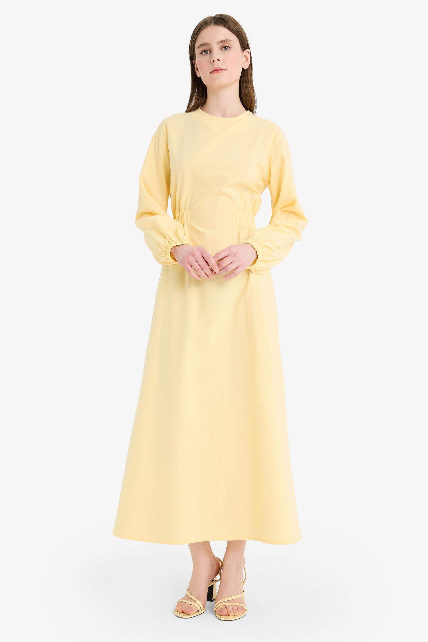 Relax Fit Crew Neck Linen Blend Maxi Dress