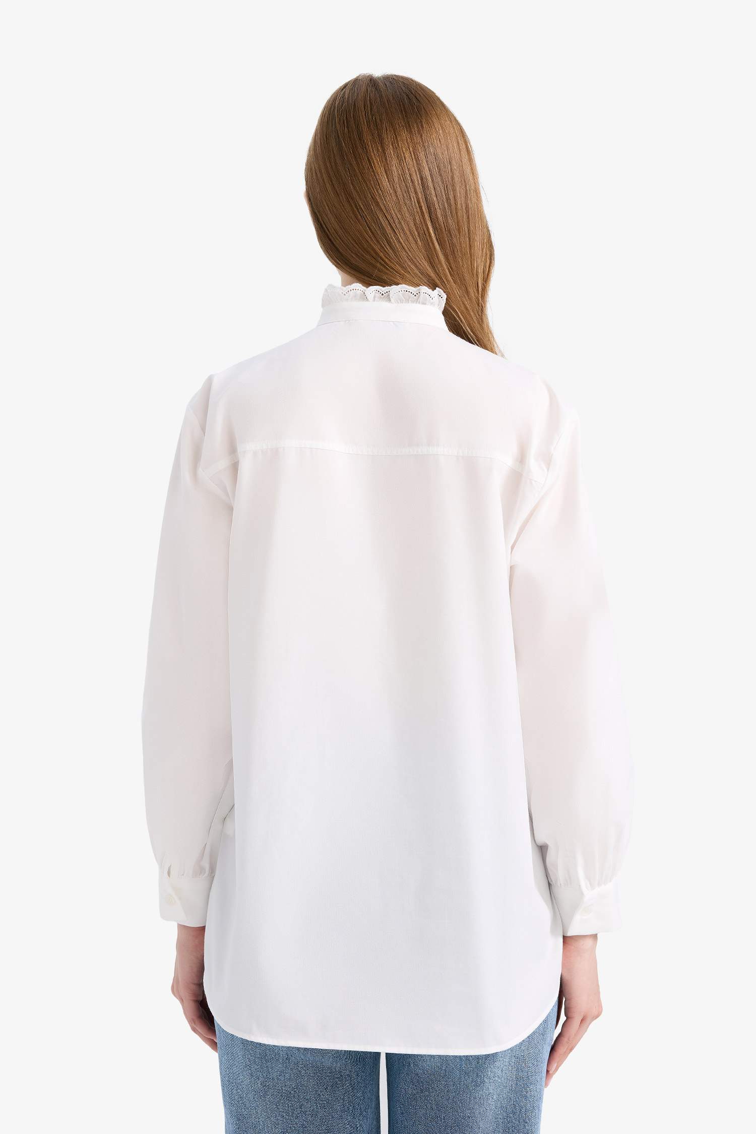 Dik Yaka Terry Cotton Uzun Kollu Tesettür Gömlek Tunik