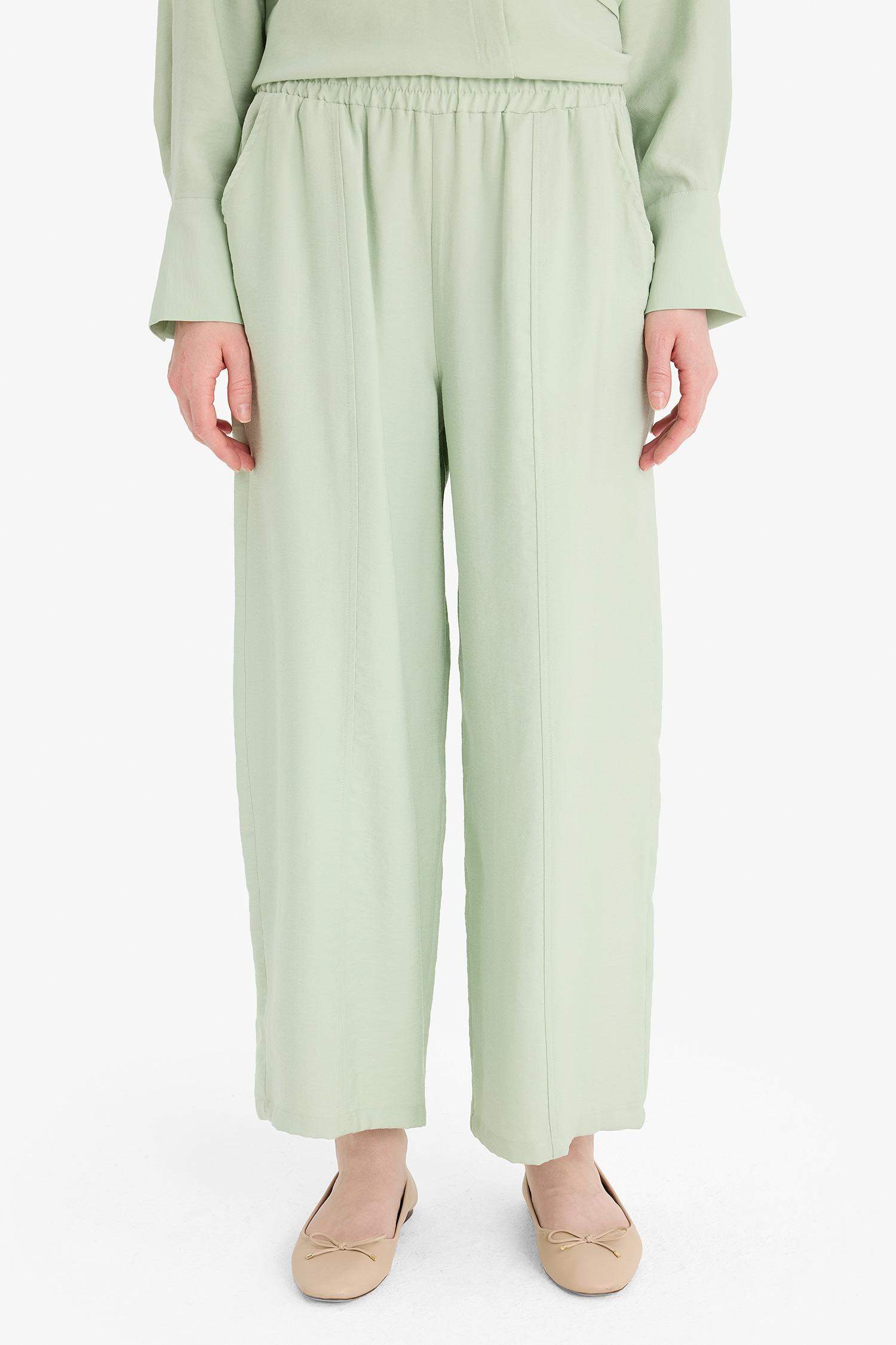 Beli Lastikli Basic Düz Modal Harem Pantolon