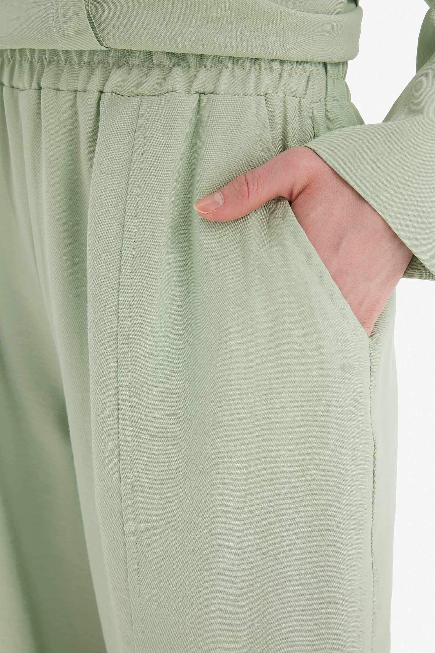 Beli Lastikli Basic Düz Modal Harem Pantolon