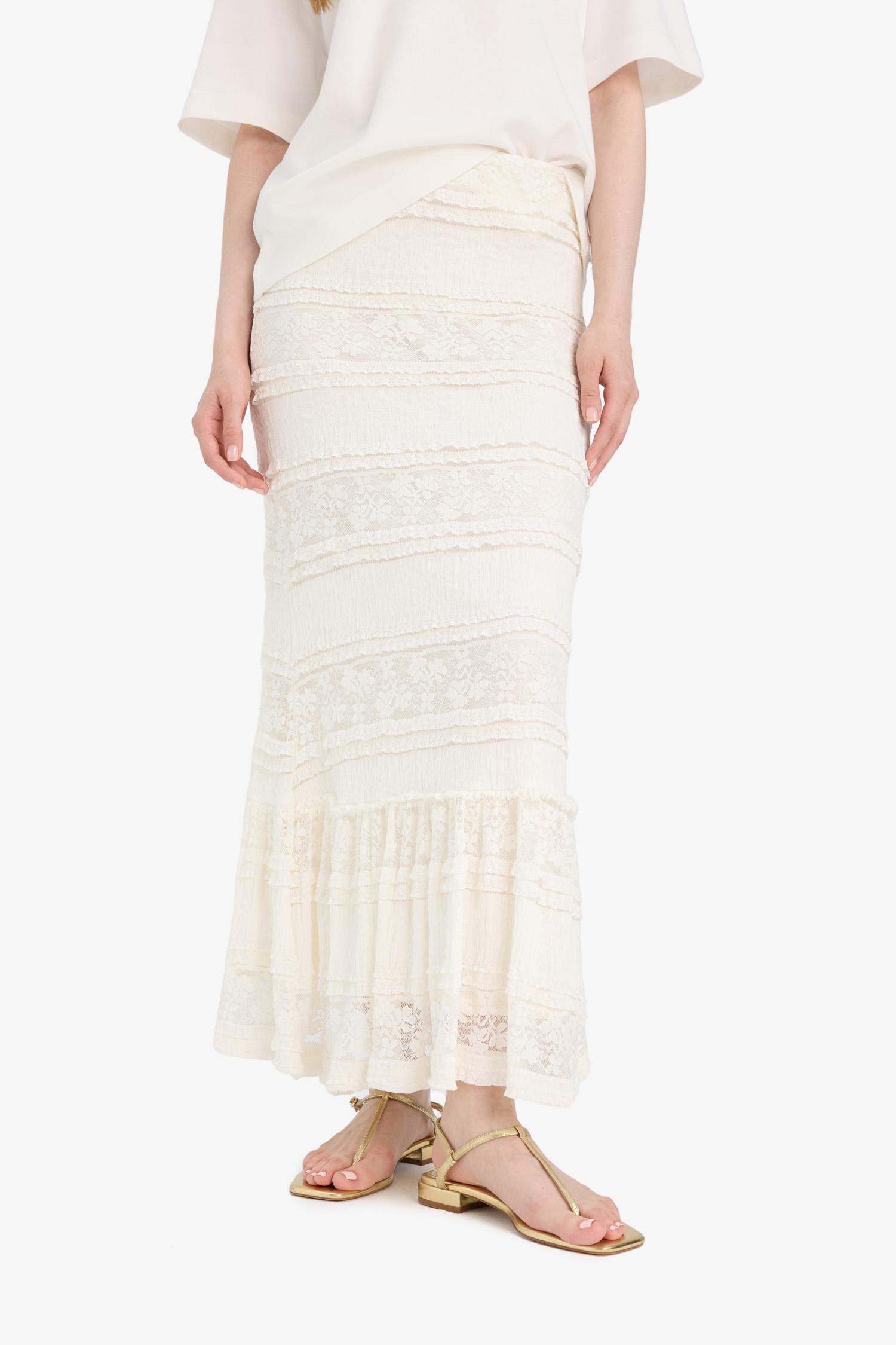 A Kesim Astarlı Dantel Maxi Etek