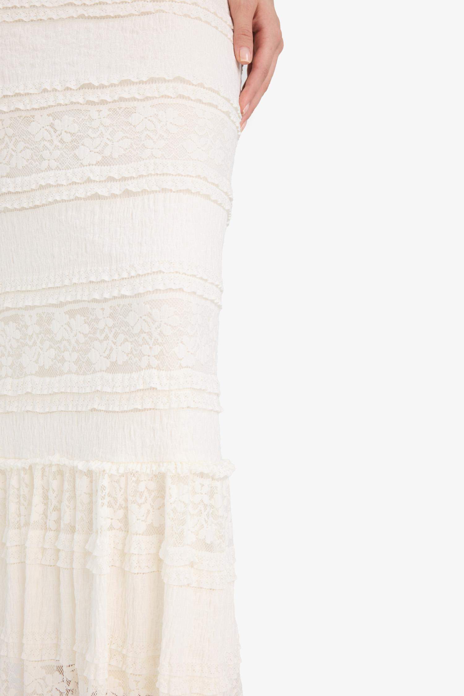 A Kesim Astarlı Dantel Maxi Etek