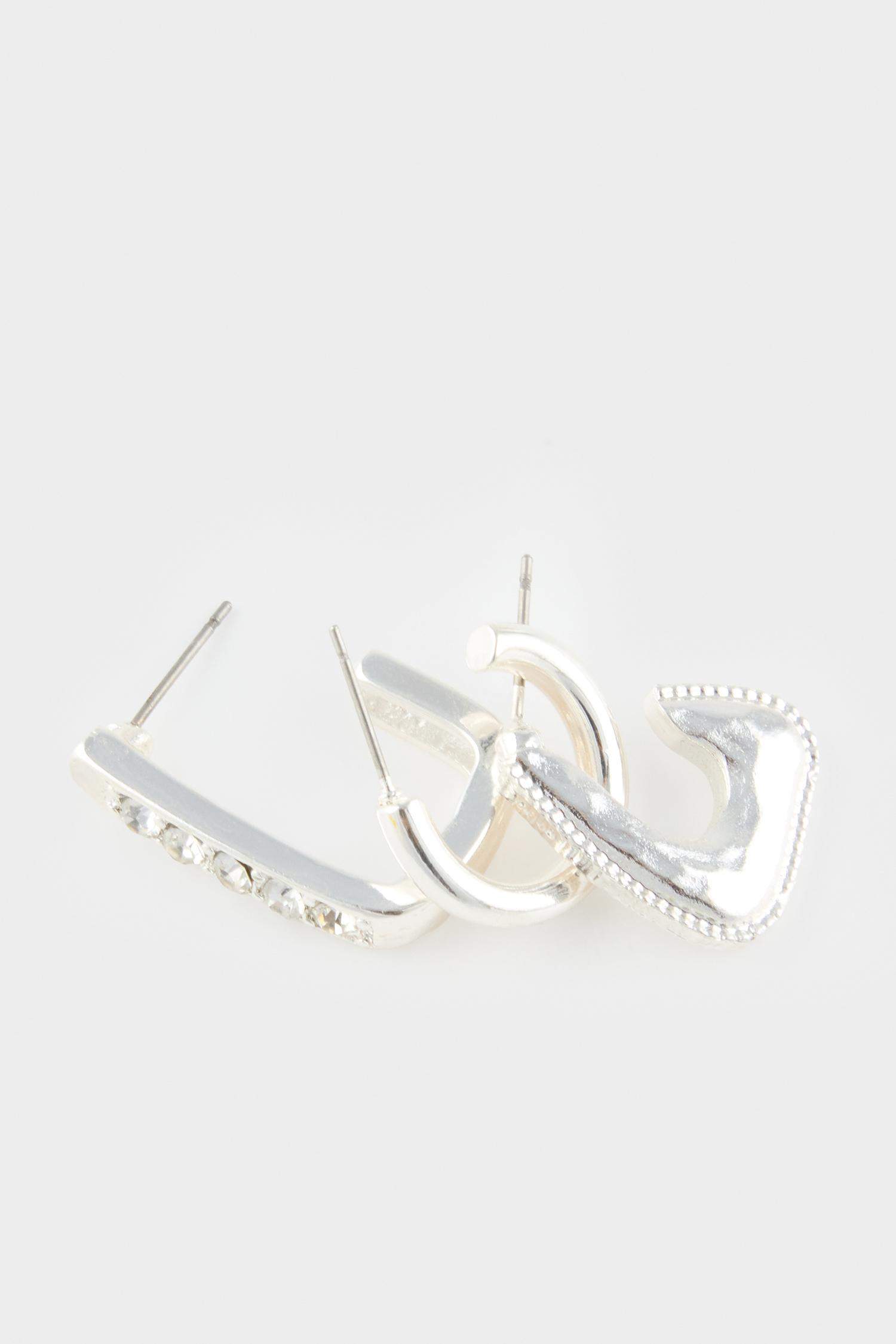 Kadın 3'lü Silver Küpe